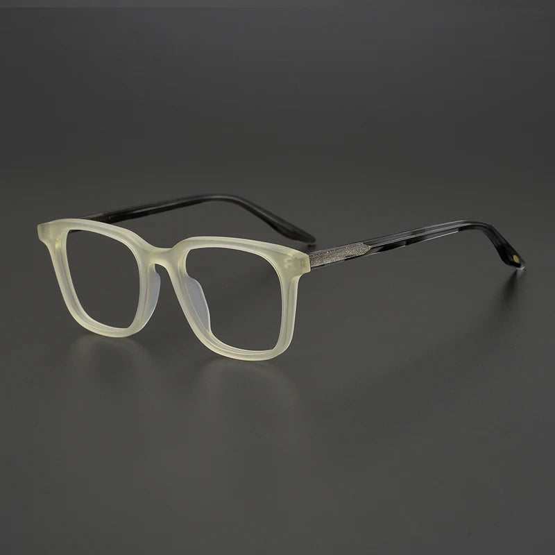 Stylish Black Acetate Square Full Rim Eyeglasses for Men - Classic Frame for Work, Reading & Everyday Use (Model 9020)