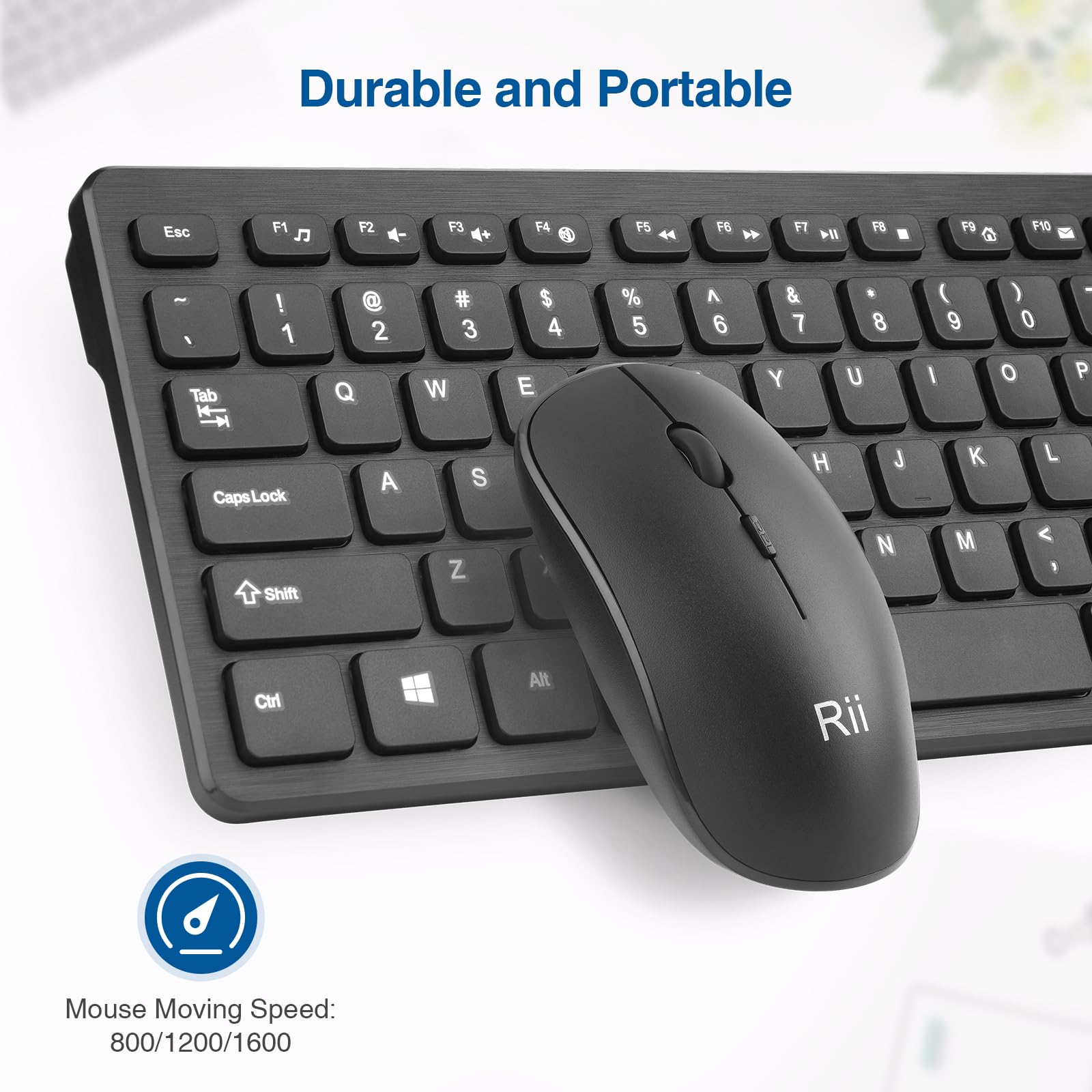 (10 Pack) Wireless Keyboard and Mouse Combo - Rii Standard Office PC Keyboard and Optical Wireless Mice for Windows/Android TV/PC/Laptop/PS3/PS4 - Perfect for Home Office, Gaming & Smart TV Use