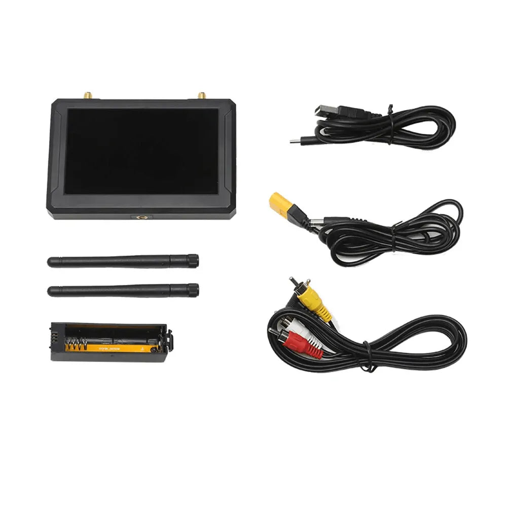 SKYZONE M5 5.8GHz FPV Monitor with DVR for Drone Racing - HD Real-Time Video Receiver & Recorder for FPV Goggles and Quadcopters
