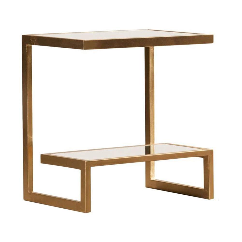 Nordic Style Square Side Table with Iron Frame & Tempered Glass Top - Modern Coffee Table for Living Room, Sofa Side, Bedroom Nightstand - Perfect for Small Spaces & Home Decor