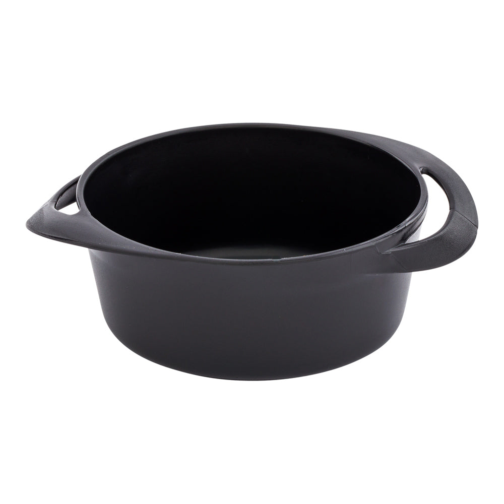 100 Pack 3 oz Round Black Plastic Mini Infinity Pots with 100 Silver Plastic Mini Spoons - Perfect for Party Favors, Wedding Decor, DIY Crafts, and Small Condiment Serving