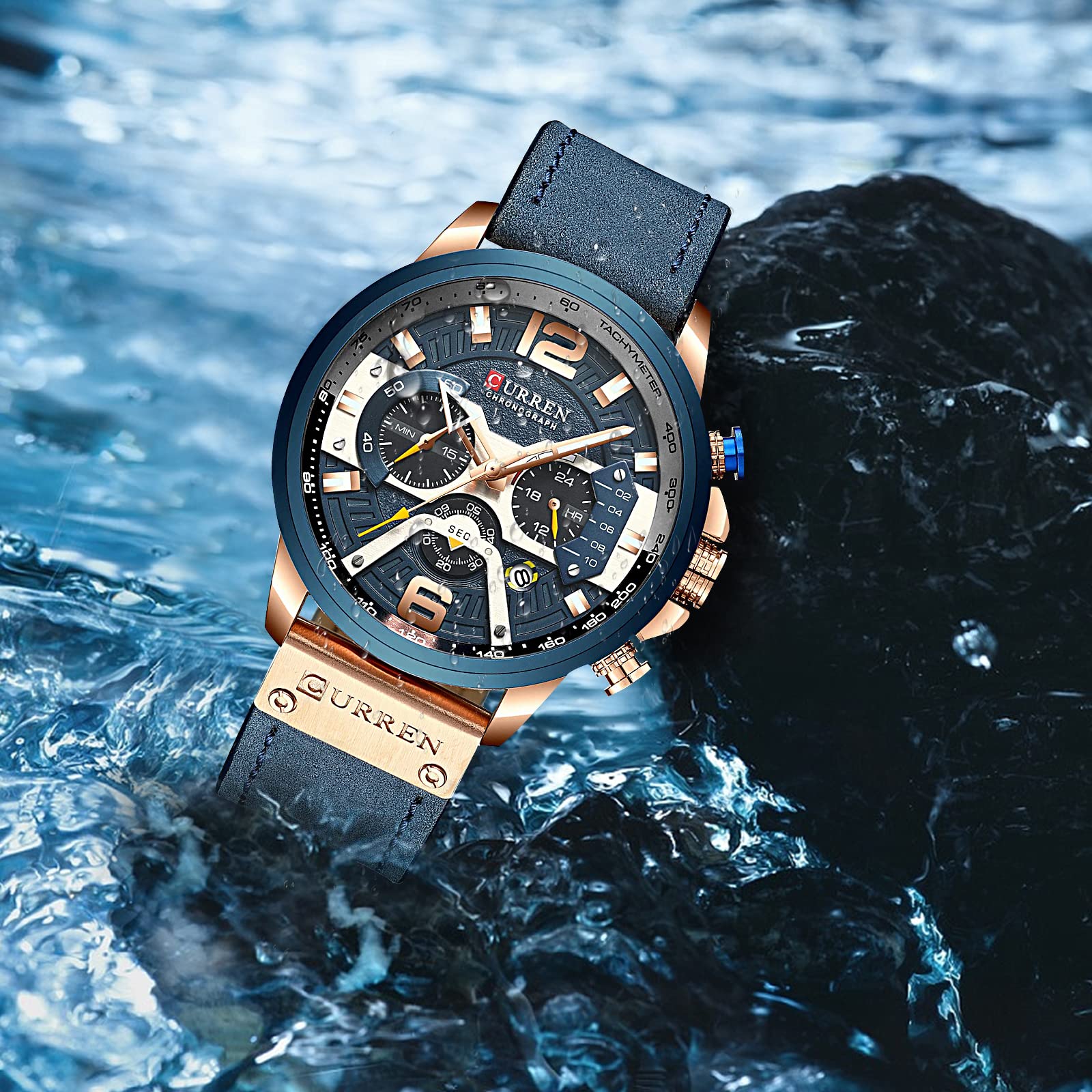 Luxury Men's Business Chronograph Watch - Waterproof Analog Quartz Wristwatch with Leather Strap | Perfect for Office, Formal Events & Everyday Wear