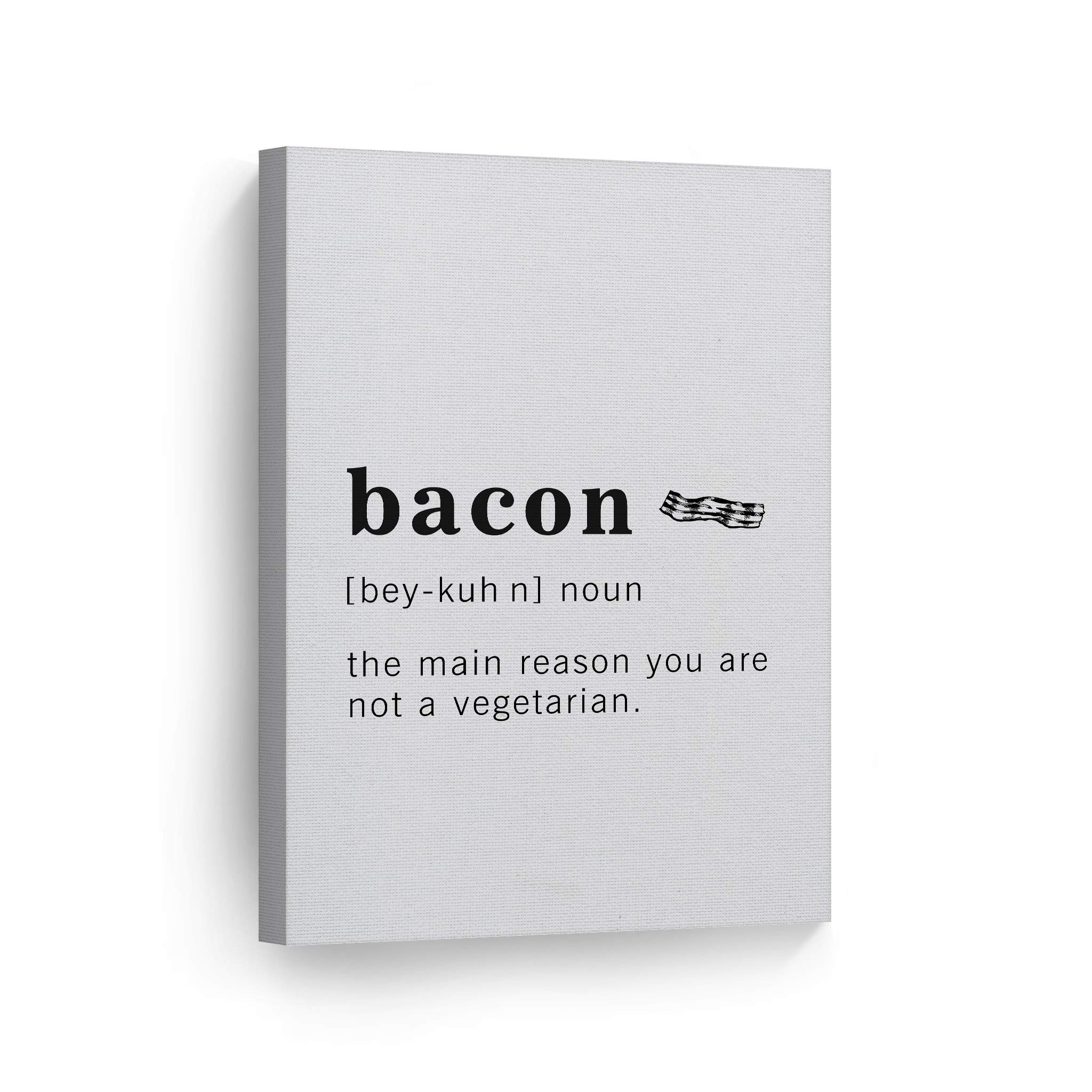 Funny Bacon Definition Dictionary Art Print - Inspirational Quote Canvas Wall Decor for Office, Living Room, Bedroom & Bathroom - Ready to Hang 40x30 Inches - Made in USA | Perfect Gift for Food Lovers & Home Decor Enthusiasts