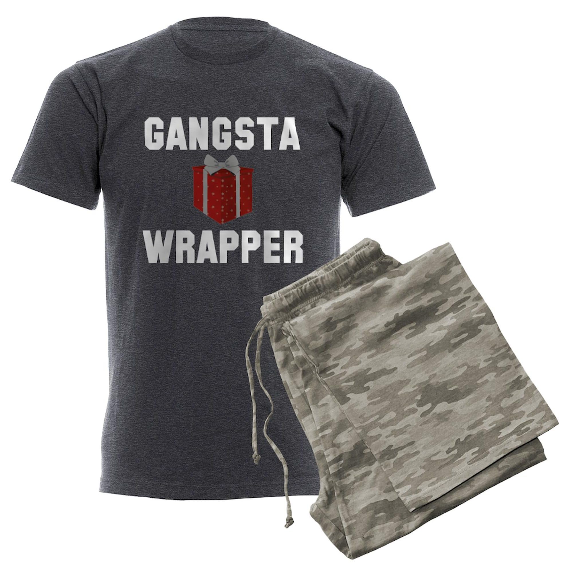 Gangsta Wrapper Men's Charcoal Pajama Set - Novelty Sleepwear for Men - Comfortable Lounge Pajamas for Relaxing at Home, Sleepovers & Themed Parties