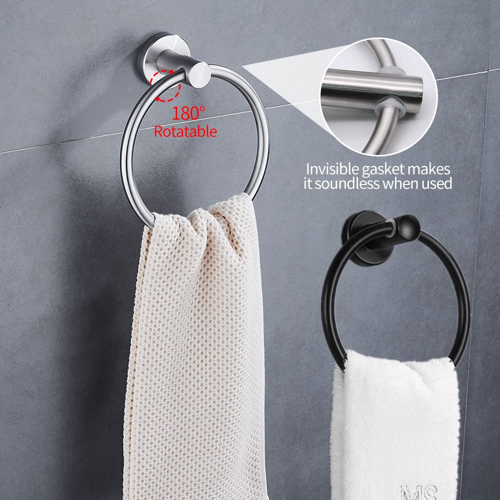 Premium Matte Black Toilet Paper Holder & Towel Ring Set - Heavy Duty Stainless Steel Bathroom Hardware Kit with Mounting Hardware - Modern Towel Hanger for Bathroom & Kitchen Decor (2-Piece Set) - Perfect for Small Spaces & Guest Bathrooms
