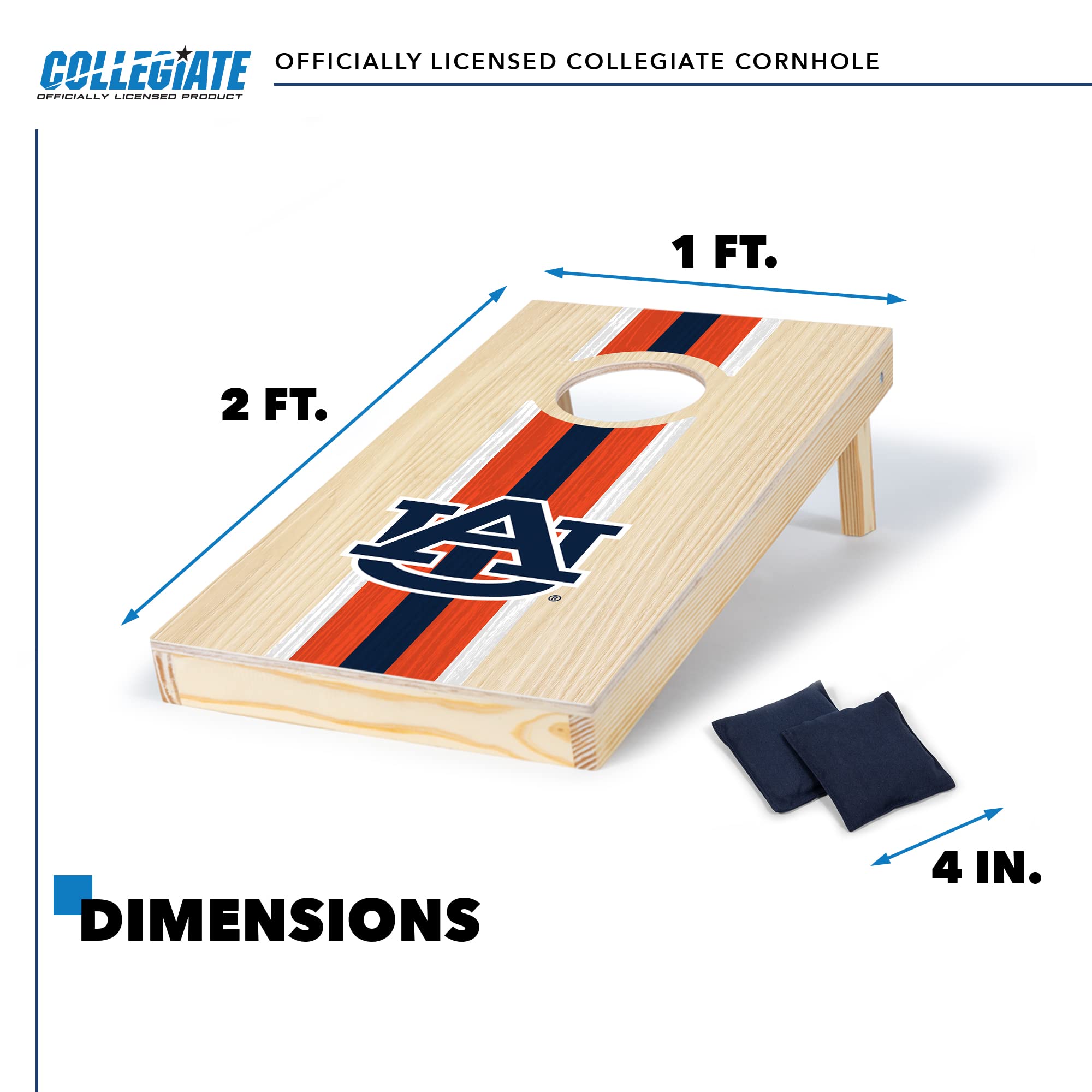 Auburn Tigers 1' x 2' Portable Cornhole Game Set - Solid Wood Construction with HD Team Logo - Perfect for Tailgating, Backyard BBQs, and Outdoor Parties - Great Gift for Sports Fans & Family Game Nights