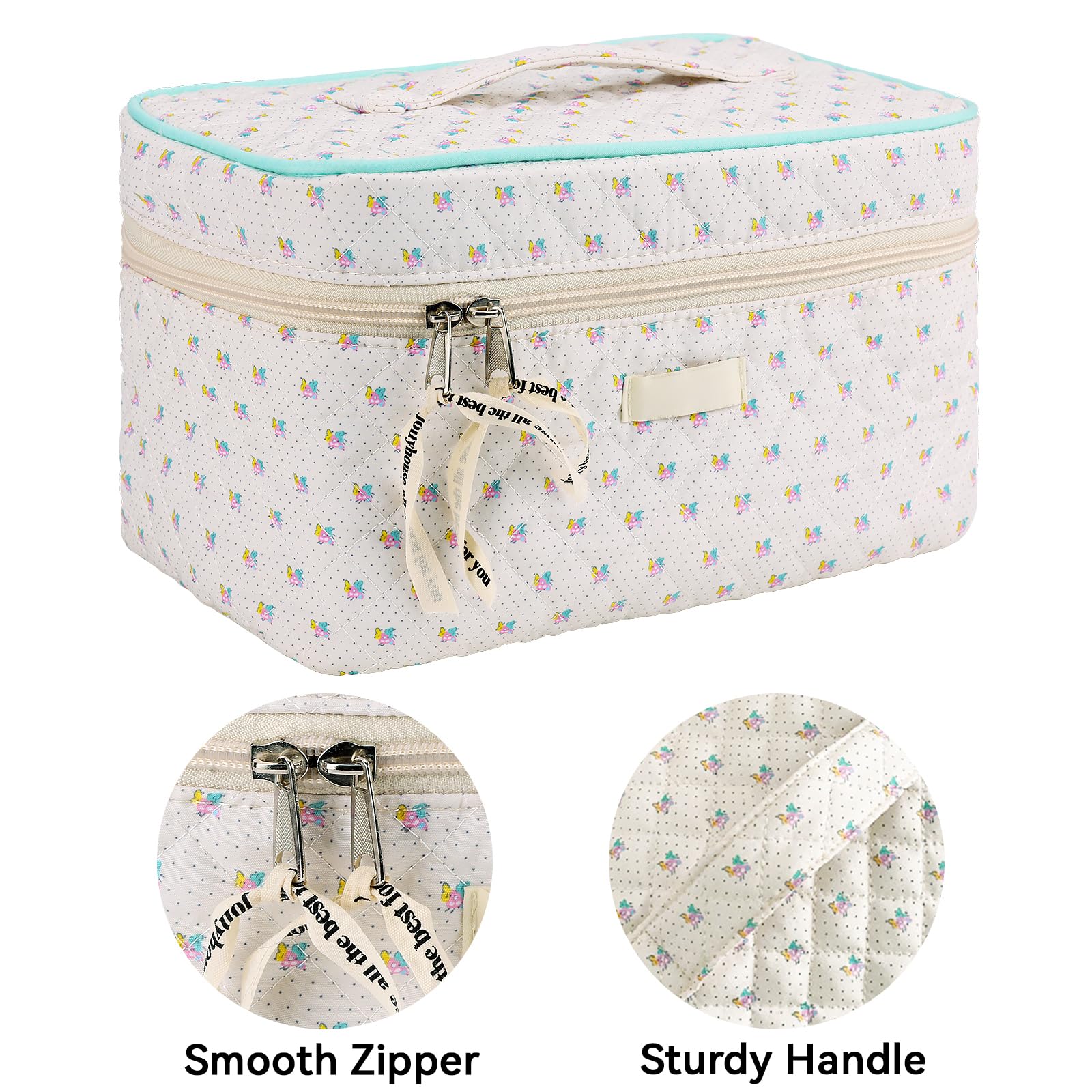 3PCS Women's Cotton Makeup Bag Set - Large Travel Cosmetic Organizer & Toiletry Pouch for Brushes, Accessories | Perfect for Travel, Gym, Daily Use & Gift Giving