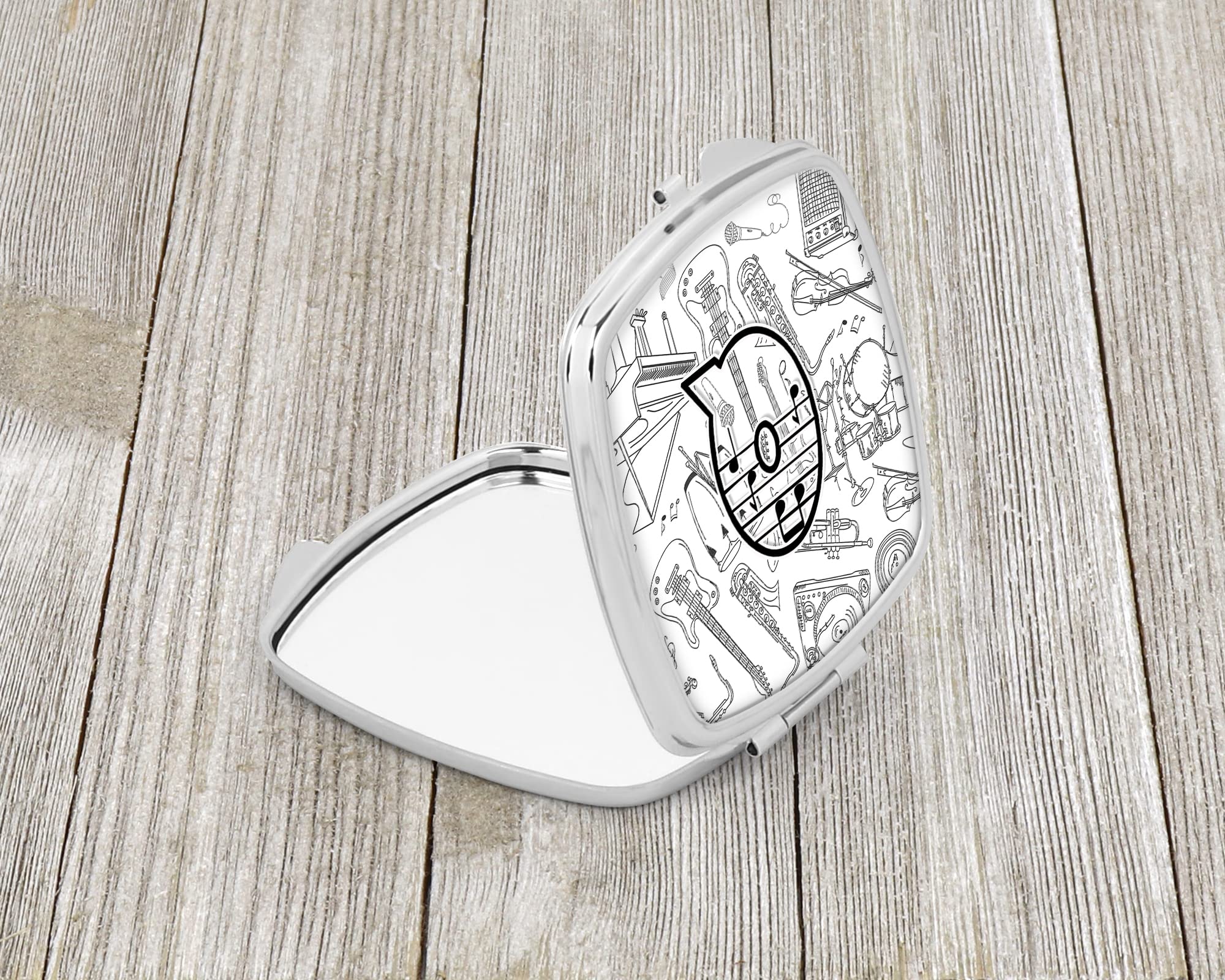 Caroline's Treasures CJ2007-QSCM Letter Q Musical Note Compact Mirror - Decorative Travel Makeup Mirror for Women & Girls, Perfect Gift Idea, Folding Handheld Pocket Mirror for On-the-Go Touchups, Concerts & Music Lovers