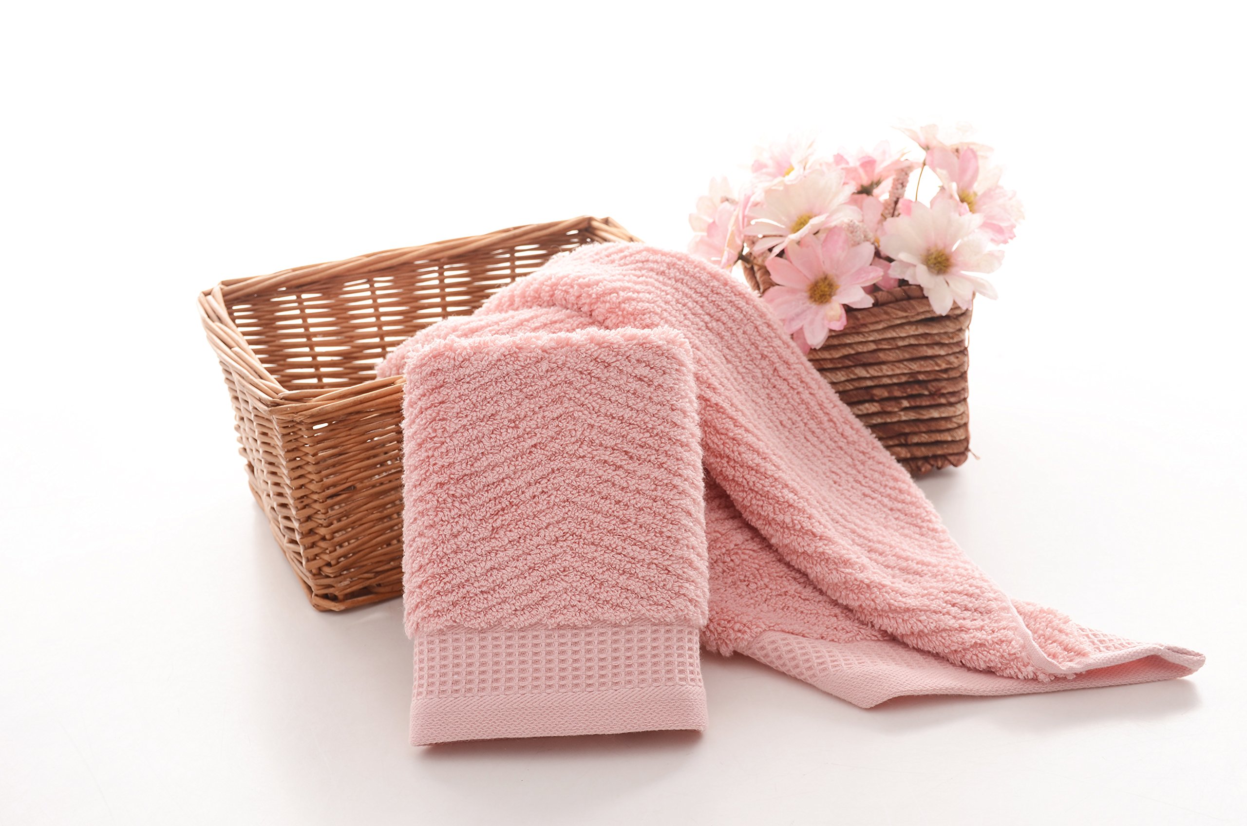 Premium Cotton Hand Towels for Bathroom - Soft & Absorbent, 2-Pack (Pink, 14