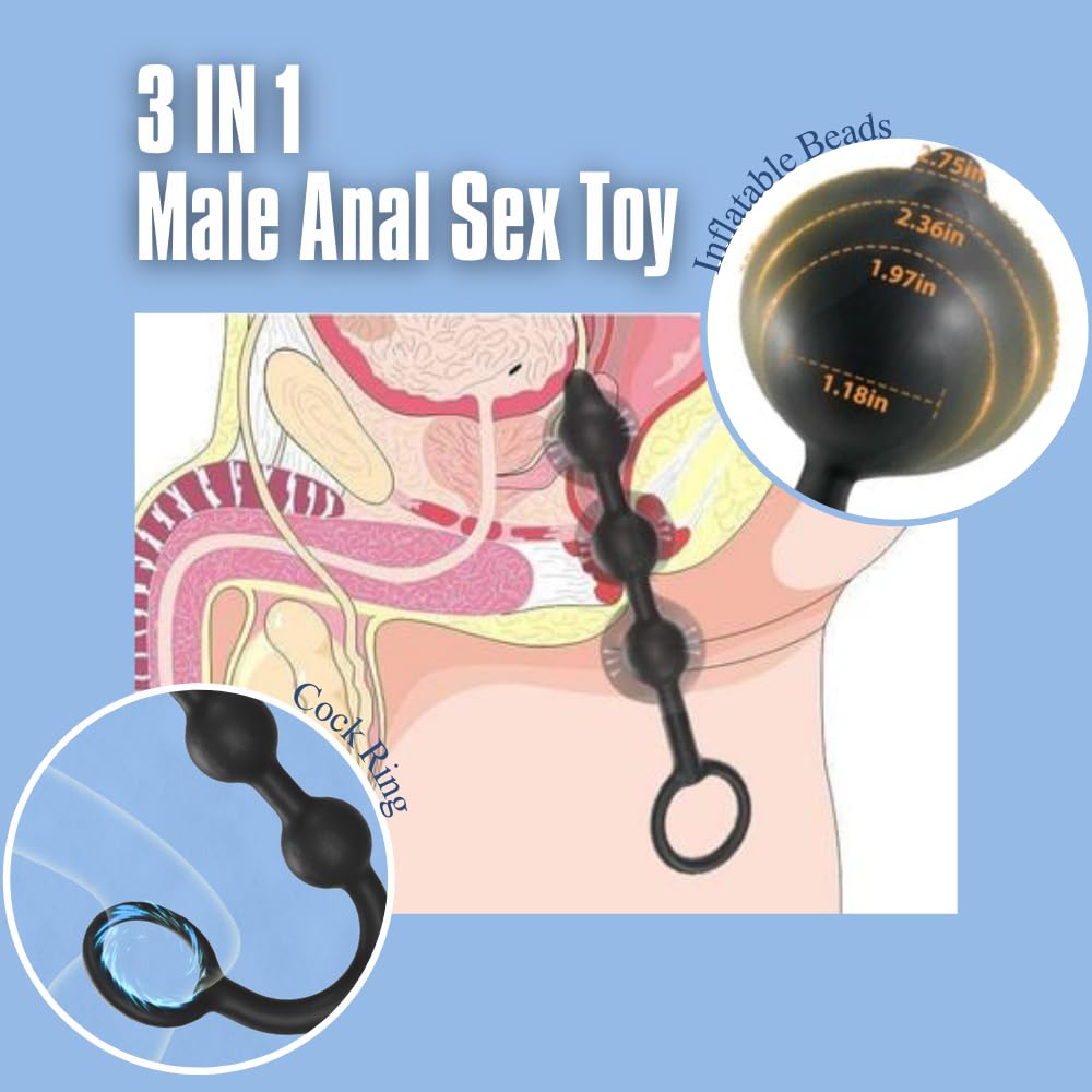 Inflatable Silicone Anal Beads with Air Pump - Detachable & Adjustable Size Adult Sex Toy for Couples & Solo Play - Perfect for Beginners & Advanced Users - Enhance Intimacy & Pleasure in the Bedroom