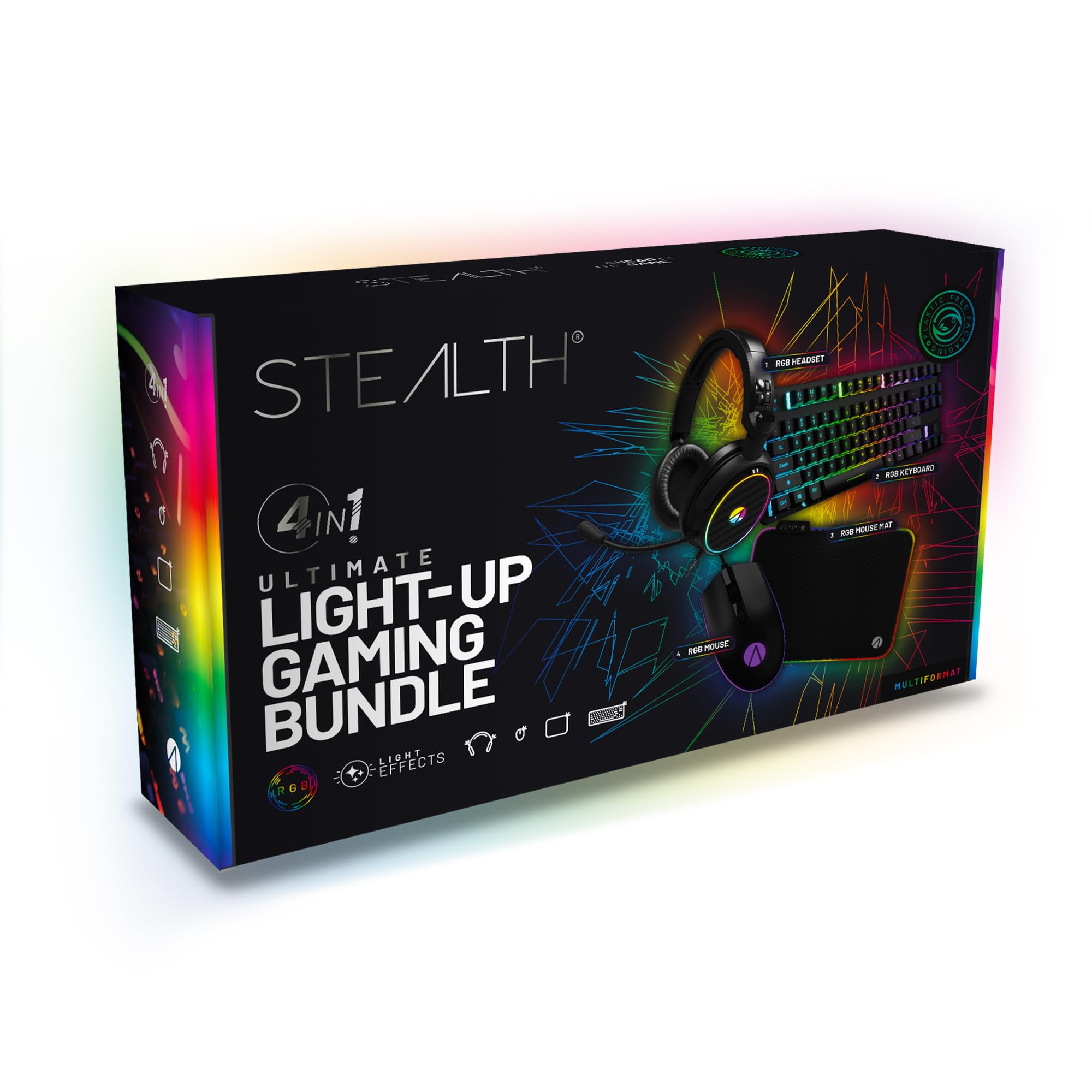 STEALTH 4-in-1 RGB Gaming Bundle for PC & Console - Backlit Keyboard, Gaming Mouse, Headset with Mic & Large Mouse Pad - Perfect for Esports, Streaming & Home Gaming Setup
