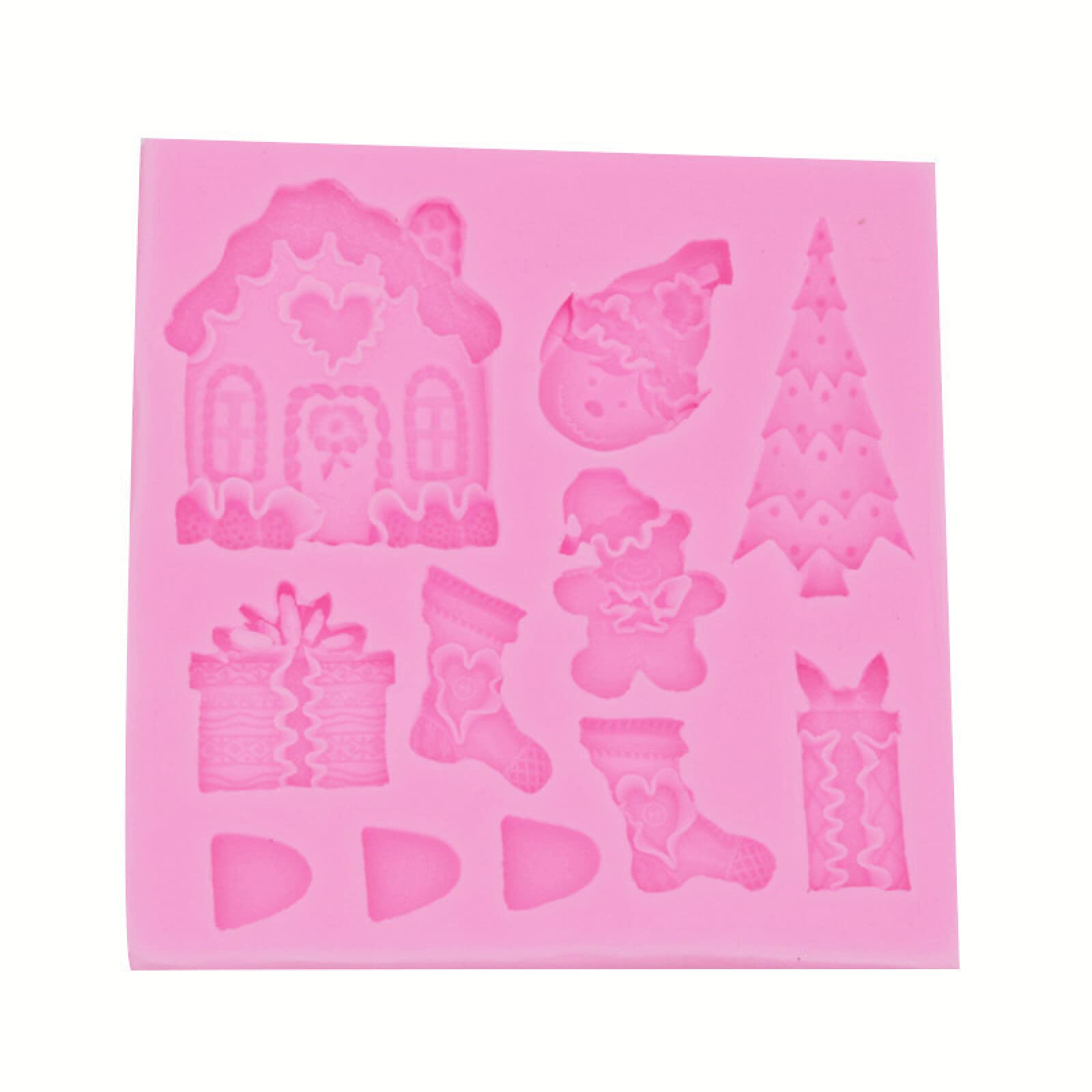 2PCS Christmas Fondant Molds Set - DIY Silicone Cake Decorating Tools for Christmas Tree & House Designs - Perfect for Baking, Gift Making & Holiday Crafts (Ultra Light Clay Mold)