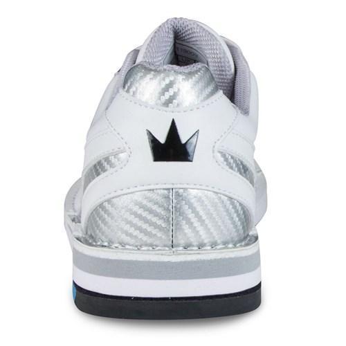 Brunswick Men's Phantom White & Silver Carbon Fiber Right-Handed Bowling Shoes - Lightweight & Durable for Competitive Play & League Bowling