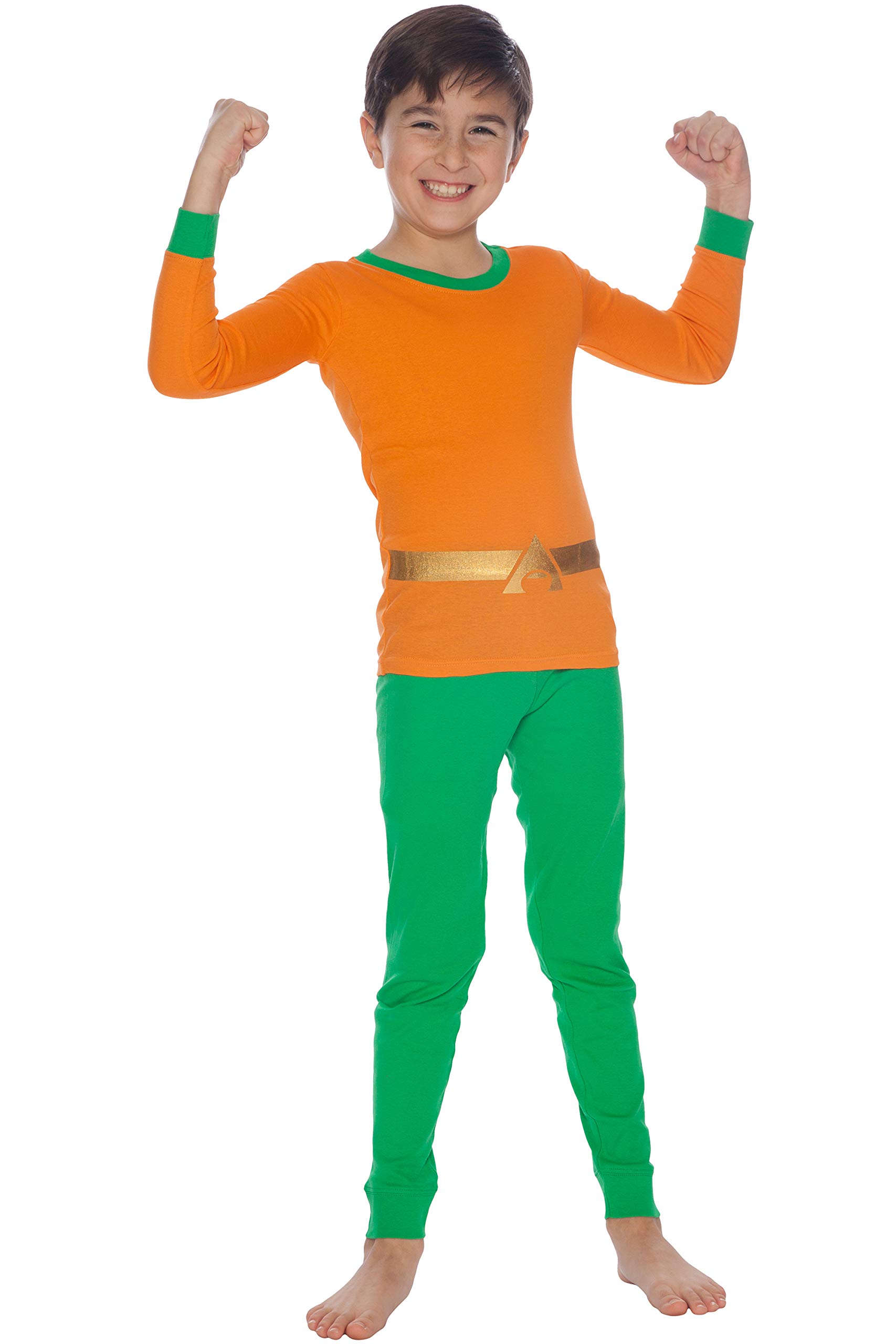 Justice League Boys Aquaman Cotton Costume Pajama Set - Superhero Sleepwear for Kids, Halloween & Cosplay - Soft & Comfortable Outfit for Bedtime & Dress-Up