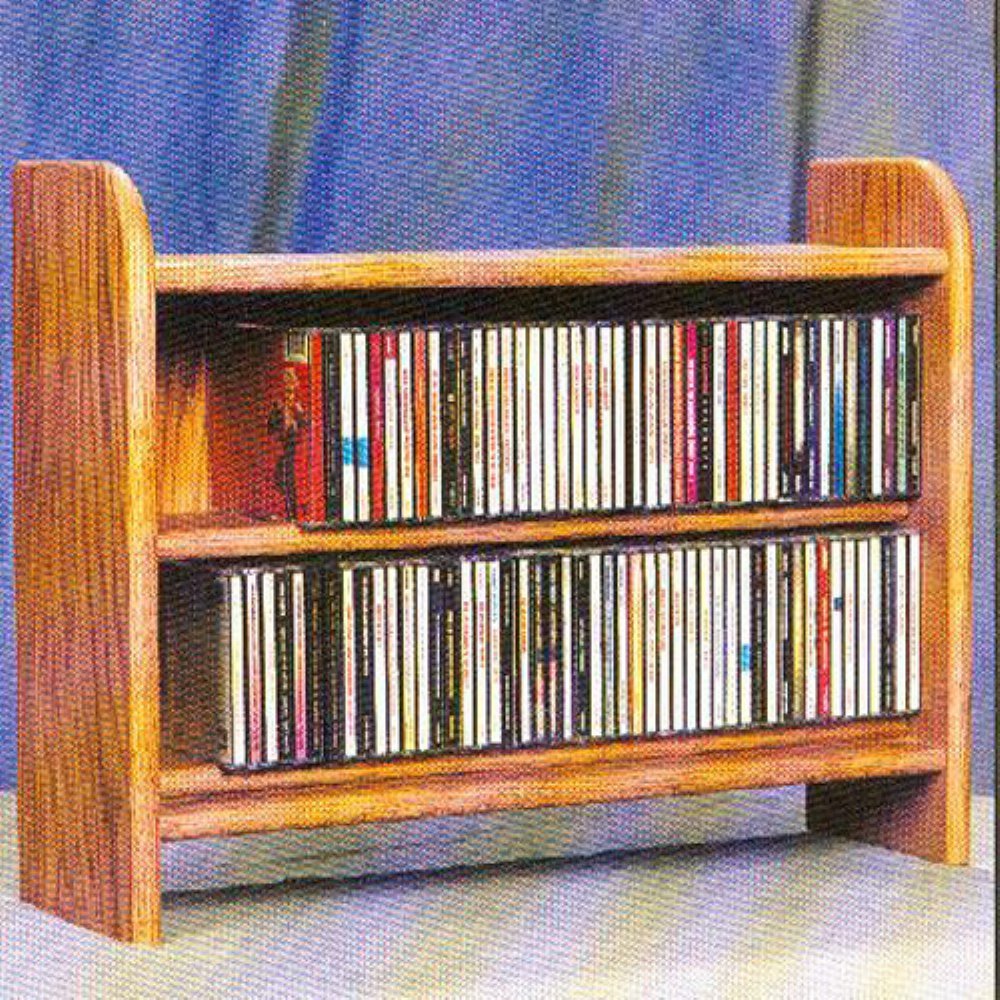Solid Oak Wood Shed 2-Shelf CD Storage Cabinet in Honey Oak Finish - Perfect for Living Room, Office, or Music Room Organization