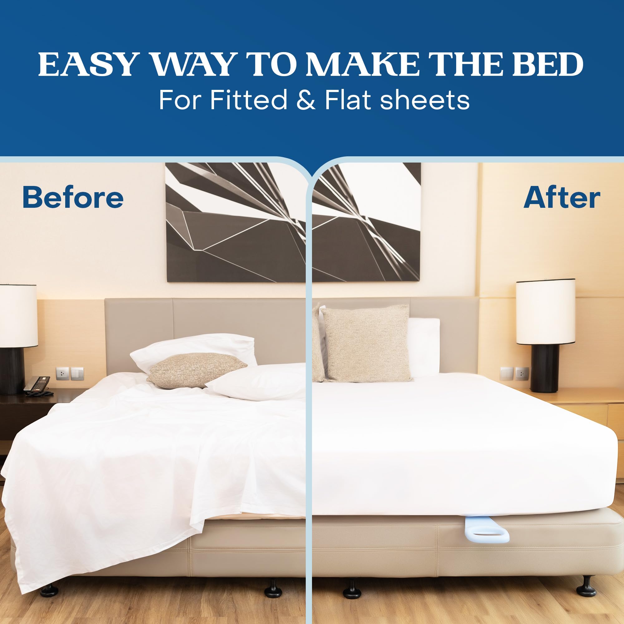 2-in-1 Bed Maker & Mattress Lifter - FeelAtHome Bed Sheet Tucker Tool for Easy Bed Making - Lift & Hold Mattress While Changing Sheets - Perfect for Fitted & Flat Sheets - Ideal for Seniors, Hotels & Home Use