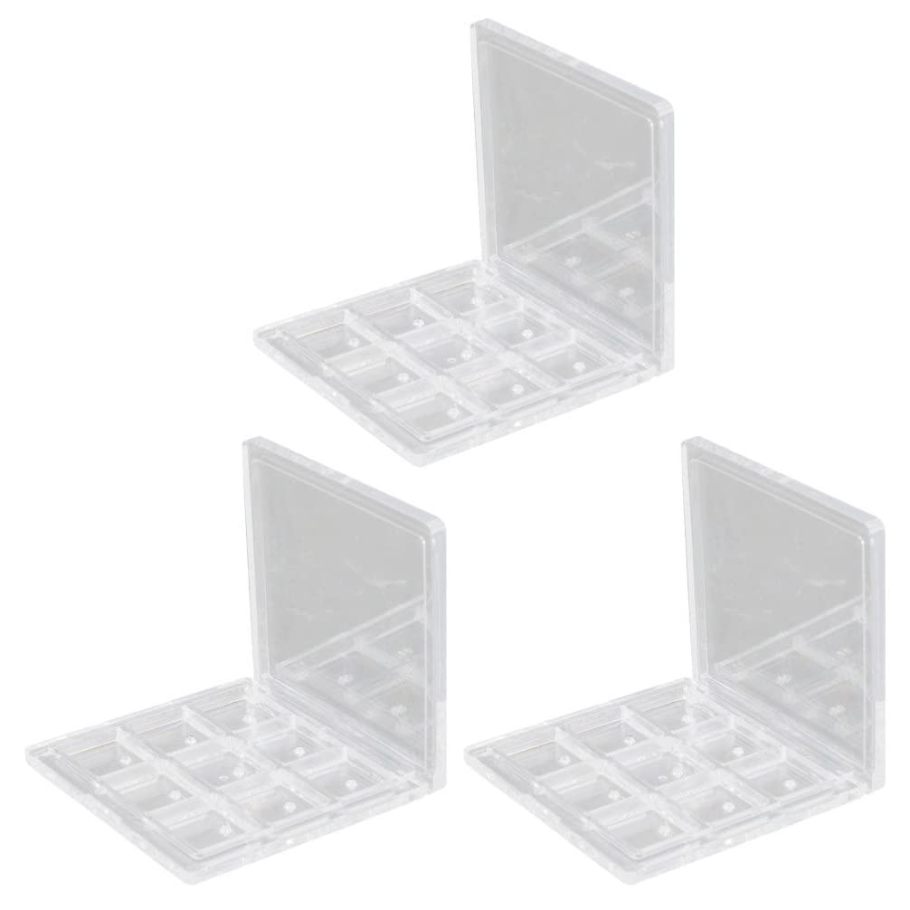Beaupretty 3-Piece Square Makeup Organizer Set - Travel Eyeshadow & Loose Powder Storage Containers with PP Plastic Tray - White Cosmetic Organizer for Highlighters, Lipstick & Makeup Brushes | Perfect for Home Vanity & Travel Makeup Kit