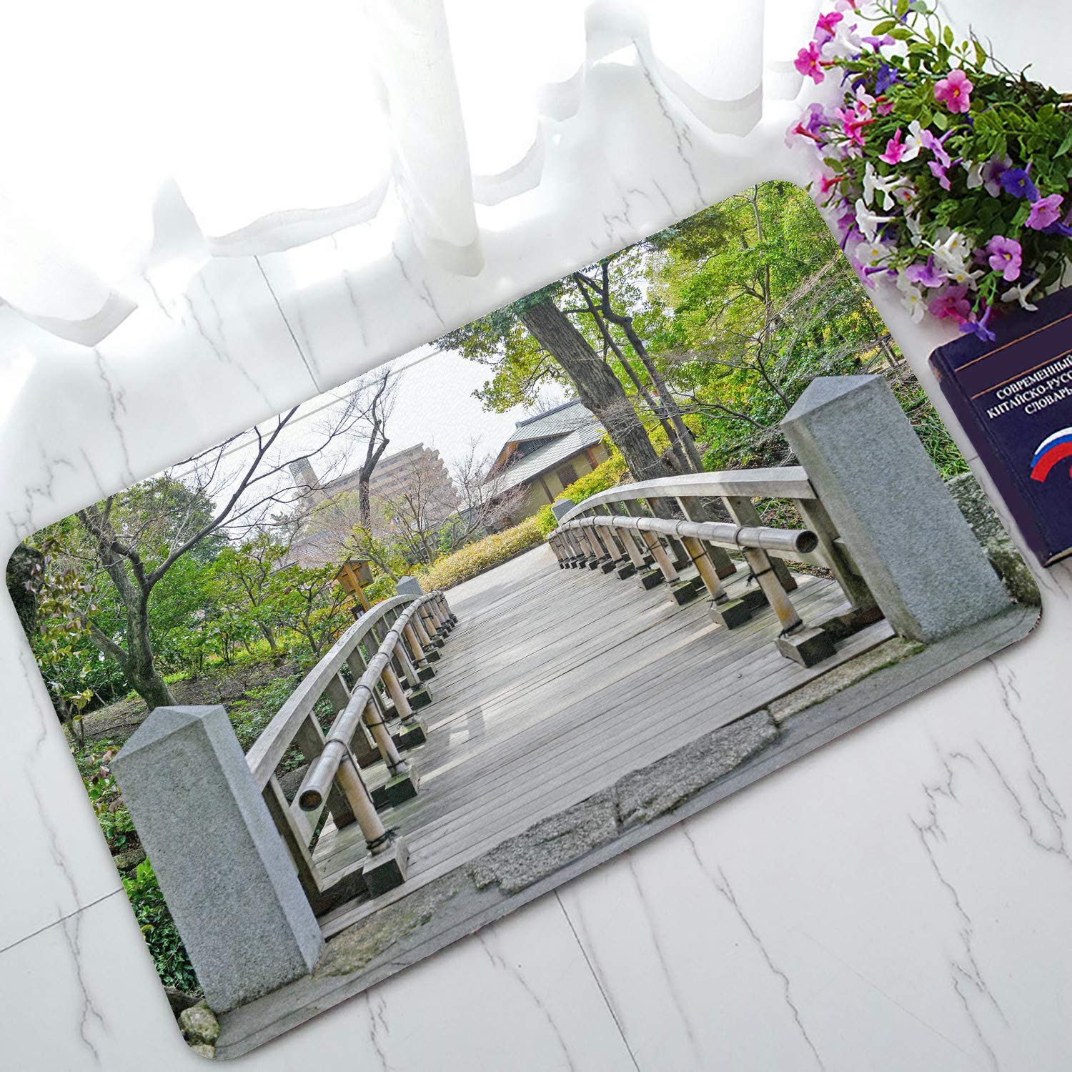 ECZJNT Non-Slip Welcome Doormat - 30x18 Inch Absorbent Bath Rug, Entrance Floor Mat for Home & Outdoor Use - Perfect for Front Door, Bathroom, Patio, and Deck