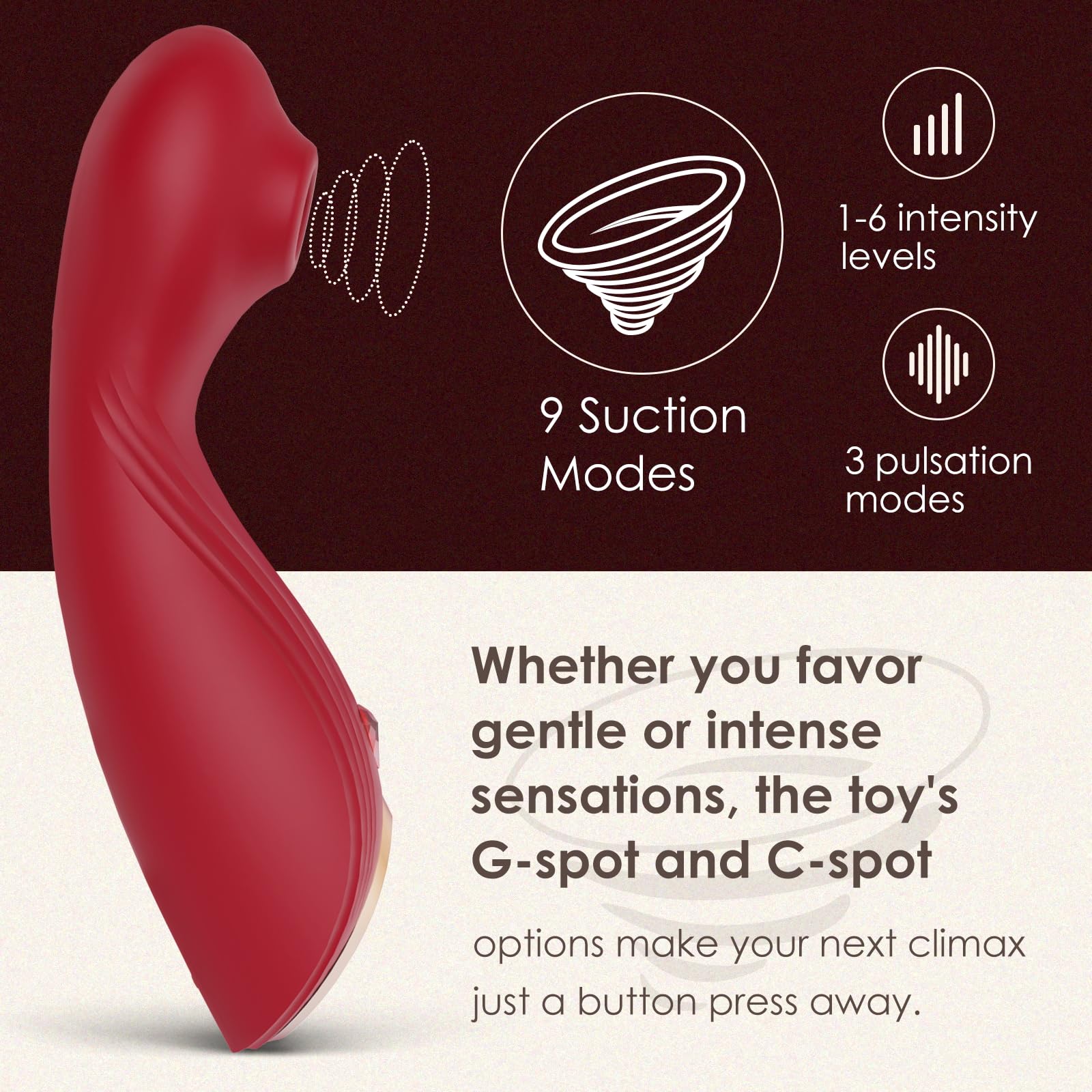 2 in 1 G Spot & Clitoral Vibrator - 9 Powerful Suction Modes for Women & Couples, Rechargeable Adult Sex Toy for Intense Orgasms | Perfect for Solo Play, Foreplay & Spicing Up Relationships