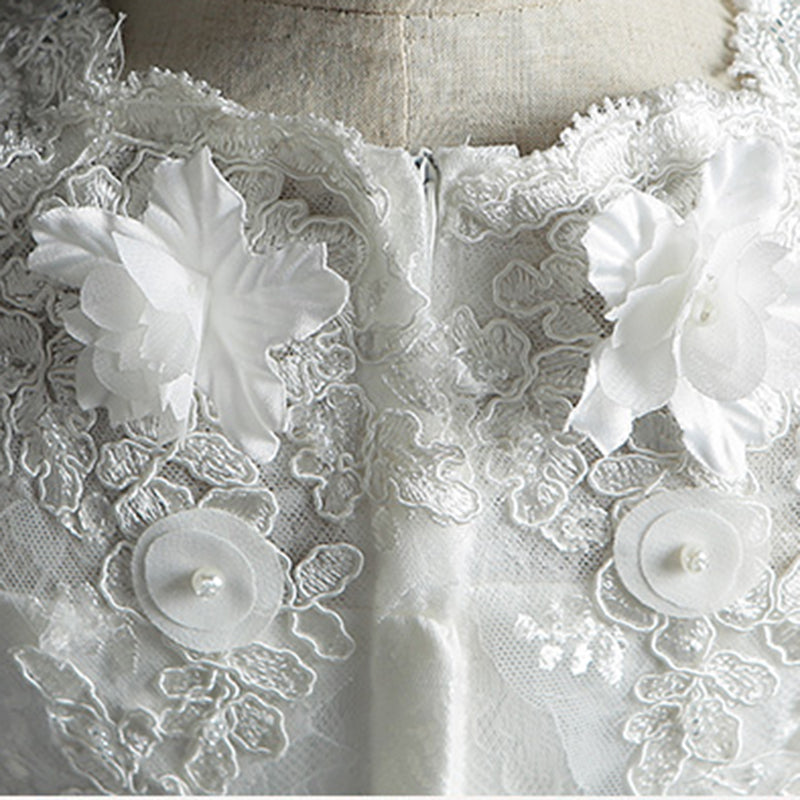 Elegant Floral Lace Puffy Princess Dress for Girls - Perfect for Birthday Parties, Weddings & Special Occasions