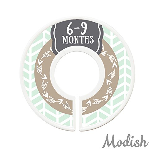 Baby Closet Organizers & Size Dividers - Woodland Arrows Nordic Boho Style Neutral Nursery Clothes Organizer for Boys & Girls (Tan, Mint) - Perfect for Nursery Organization & Baby Wardrobe Storage
