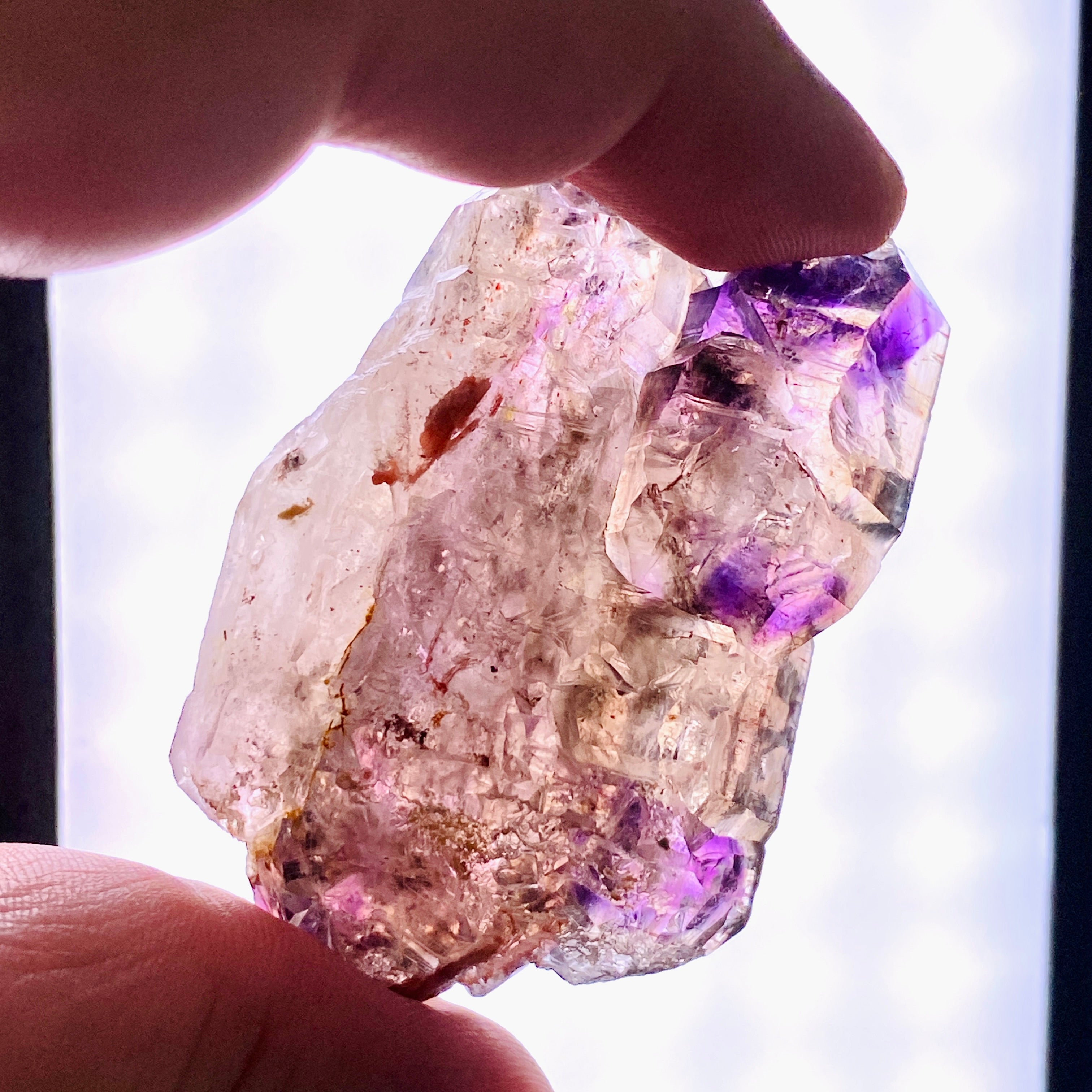Natural Smokey Amethyst Elestial Crystal with Unique Inclusions - Similar to Super Seven & Brandberg (CR3725) - Perfect for Meditation, Energy Healing & Crystal Collection
