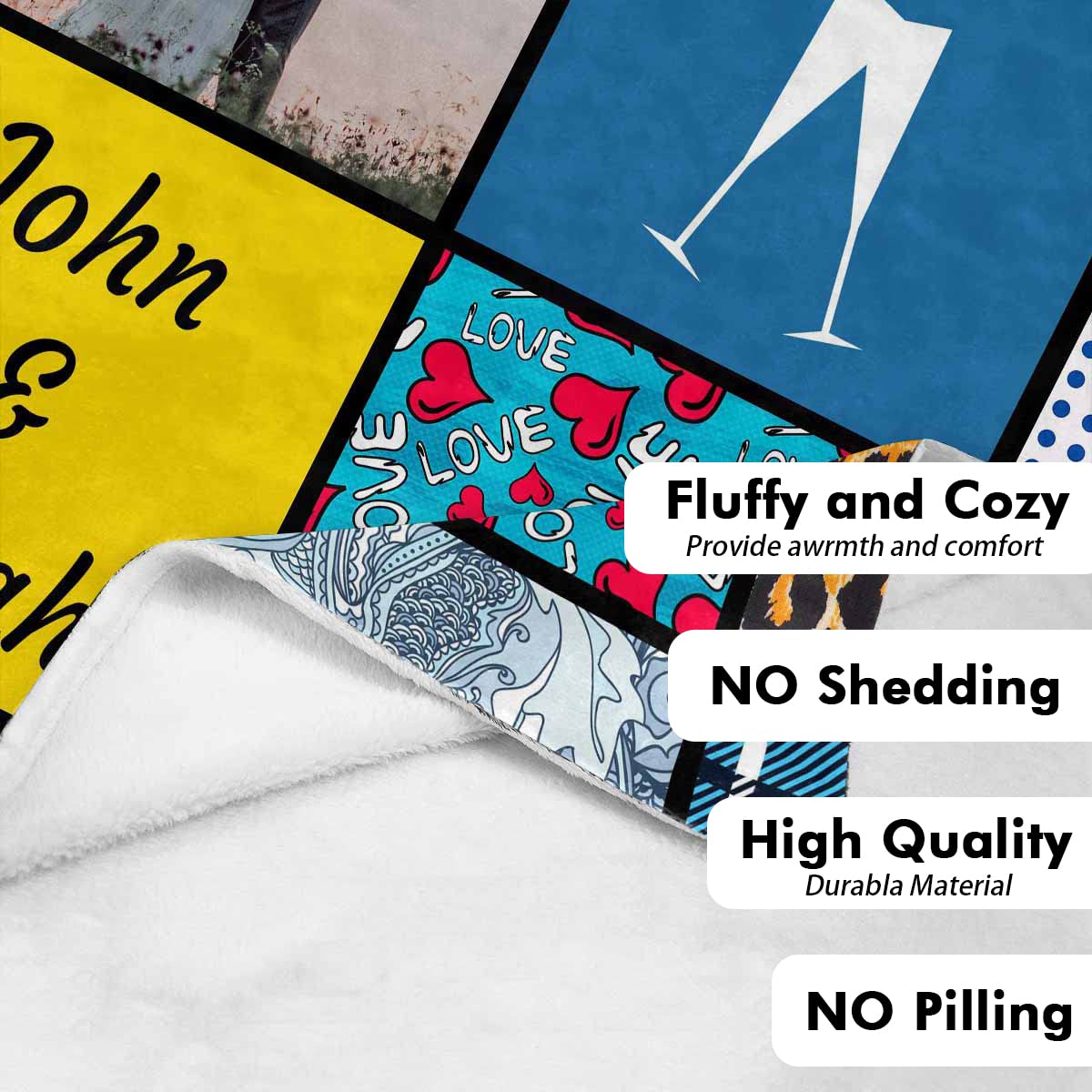 **Personalized Photo Blanket - Custom Fleece Throw Blanket with Collage for Couples, Anniversary & Valentine's Day Gifts - 50