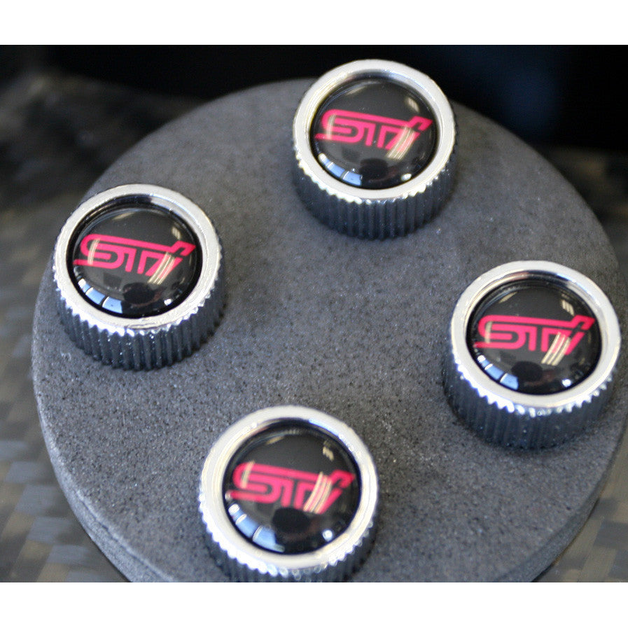 STi Valve Stem Caps - High Performance Aluminum Alloy Tire Valve Caps for Cars, Trucks & SUVs - Durable & Stylish Accessories for Enhanced Vehicle Appearance - Perfect for Off-Roading, Daily Commuting & Car Shows