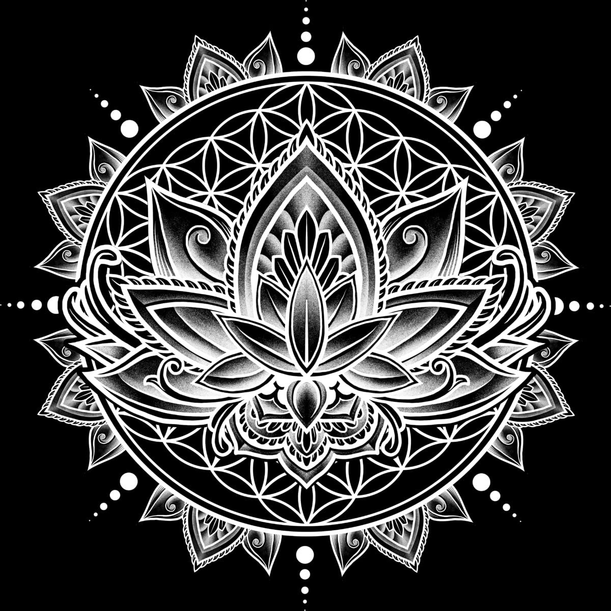 Design By Humans Women's Lotus Mandala White Racerback Tank Top - Yoga & Summer Casual Wear - Breathable Comfort Fit