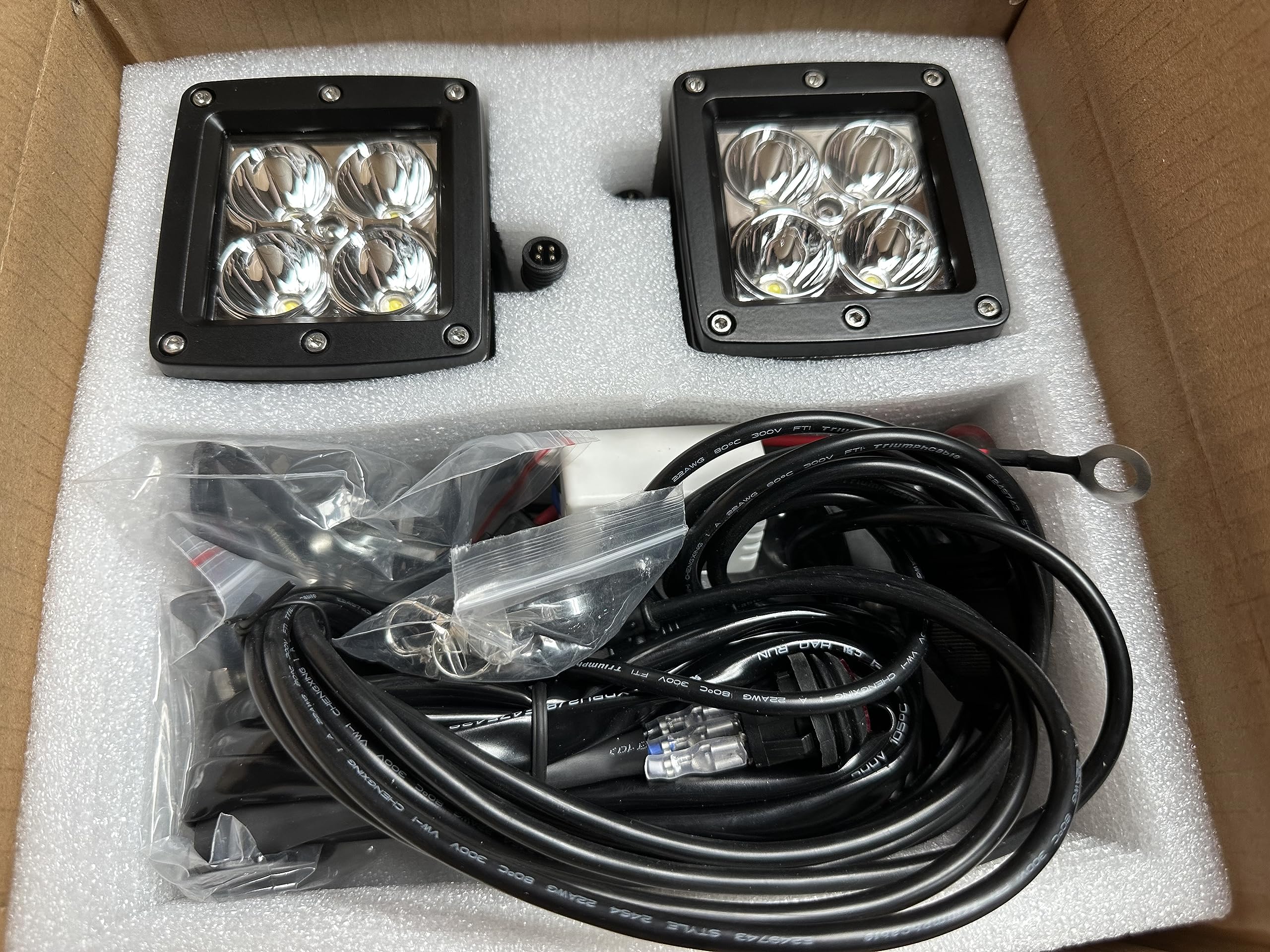 3 Inch Green & White LED Work Light Cube - Off Road Pods with Wiring Harness & Remote On/Off Switch (DC9V-30V) - Perfect for Trucks, ATVs, and Outdoor Work Lighting