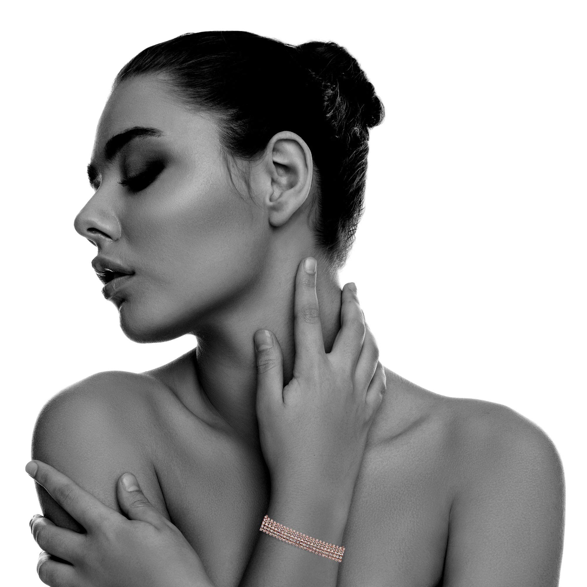 Women's Crystal Snake Chain Bracelet - 10mm Width, 3 Plating Color Options (Gold, Silver, Rose Gold) | Elegant Fashion Jewelry for Daily Wear, Parties & Special Occasions