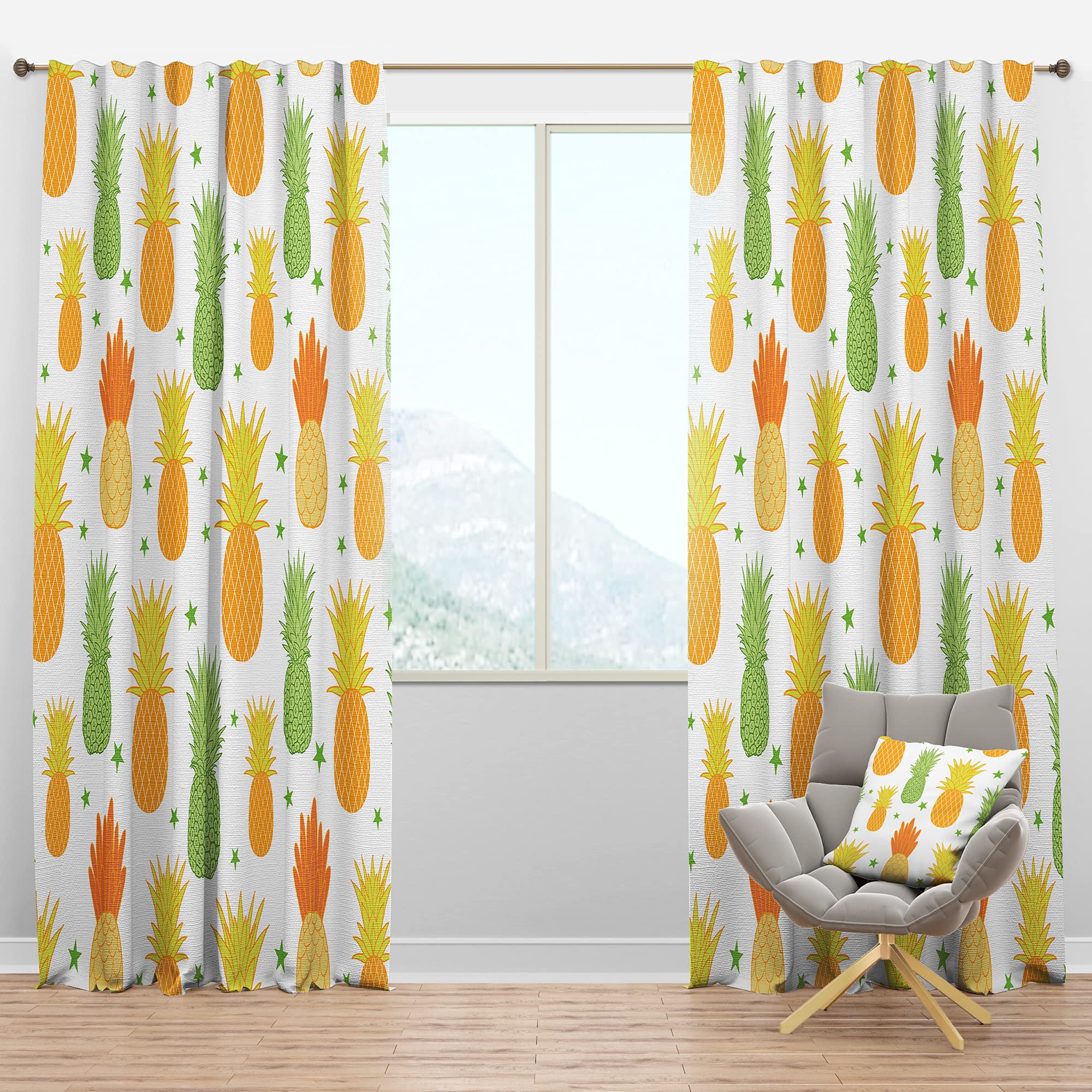 DesignQ Blackout Curtains 'Pineapple Summer Bliss II' - Thermal Insulated Single Panel (52x63 inches) for Bedroom & Living Room - Perfect for Light Blocking, Privacy & Energy Efficiency