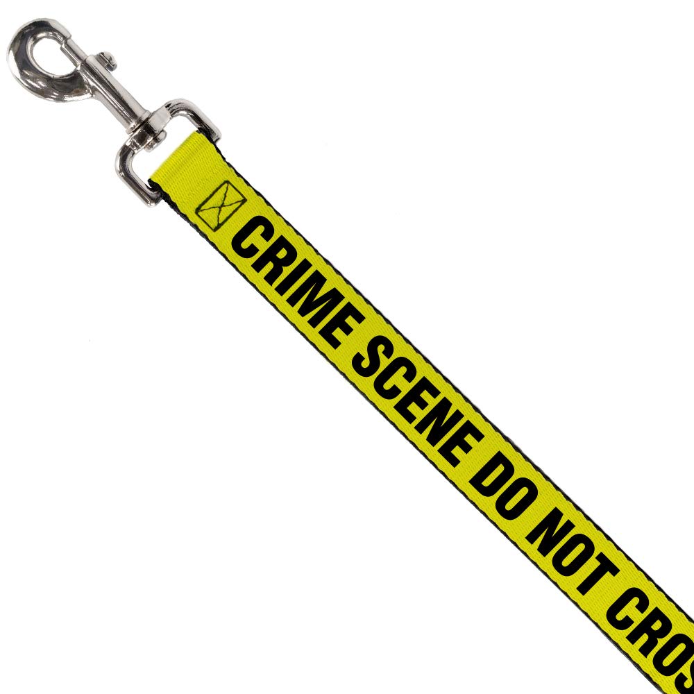 Crime Scene Do Not Cross Dog Leash - 6ft Long, 1 Inch Wide Yellow & Black Reflective Pet Leash for Large Dogs - Perfect for Halloween, Cosplay & Themed Dog Walks