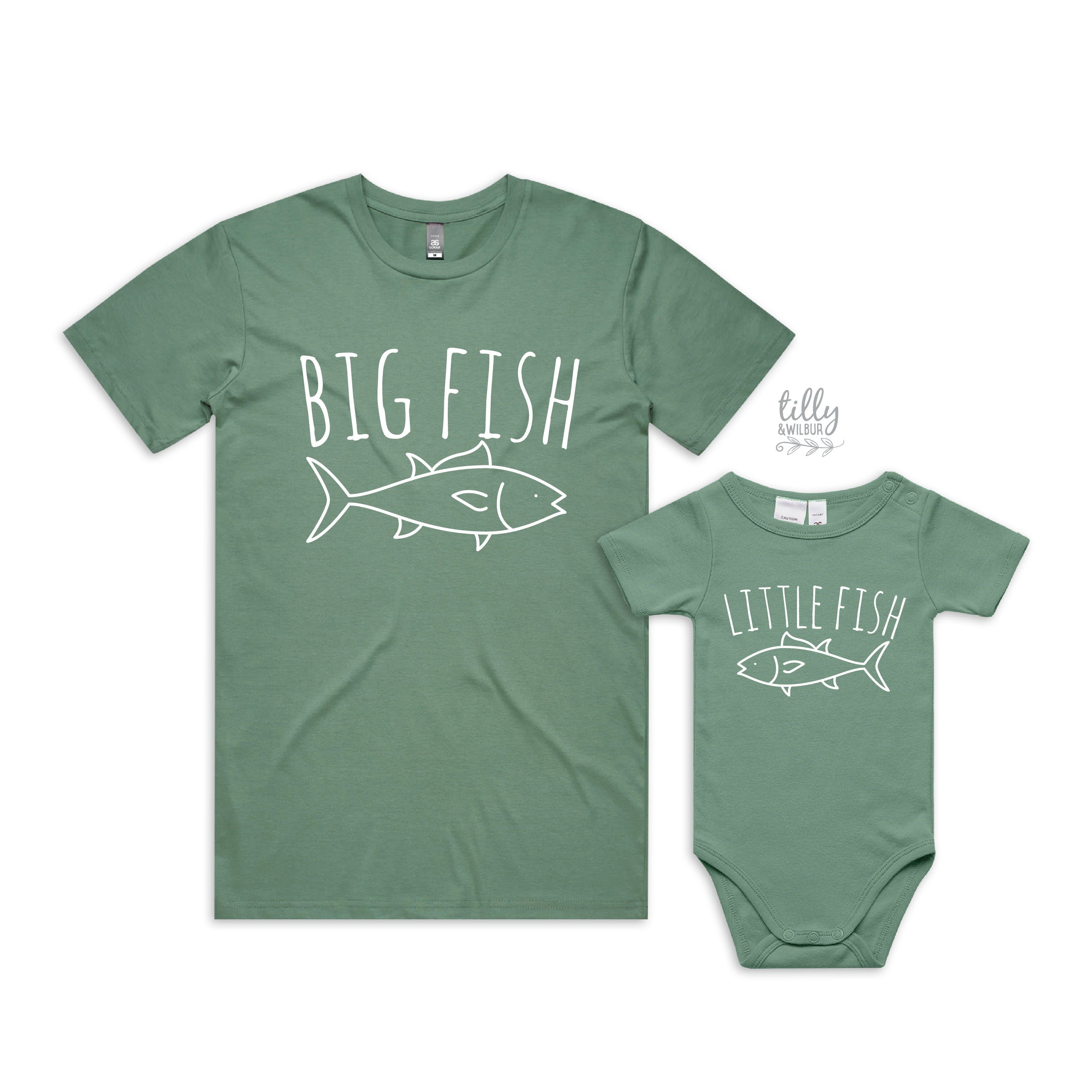 Big Fish Little Fish Father Son Matching T-Shirts - Fun Family Outfits for Father's Day, Beach Trips & Photo Shoots