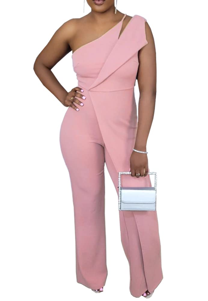 Sexy One Shoulder Wide Leg Jumpsuit for Women - Cut Out Design Romper Overall Outfit | Perfect for Summer Parties, Beach Vacations & Night Out