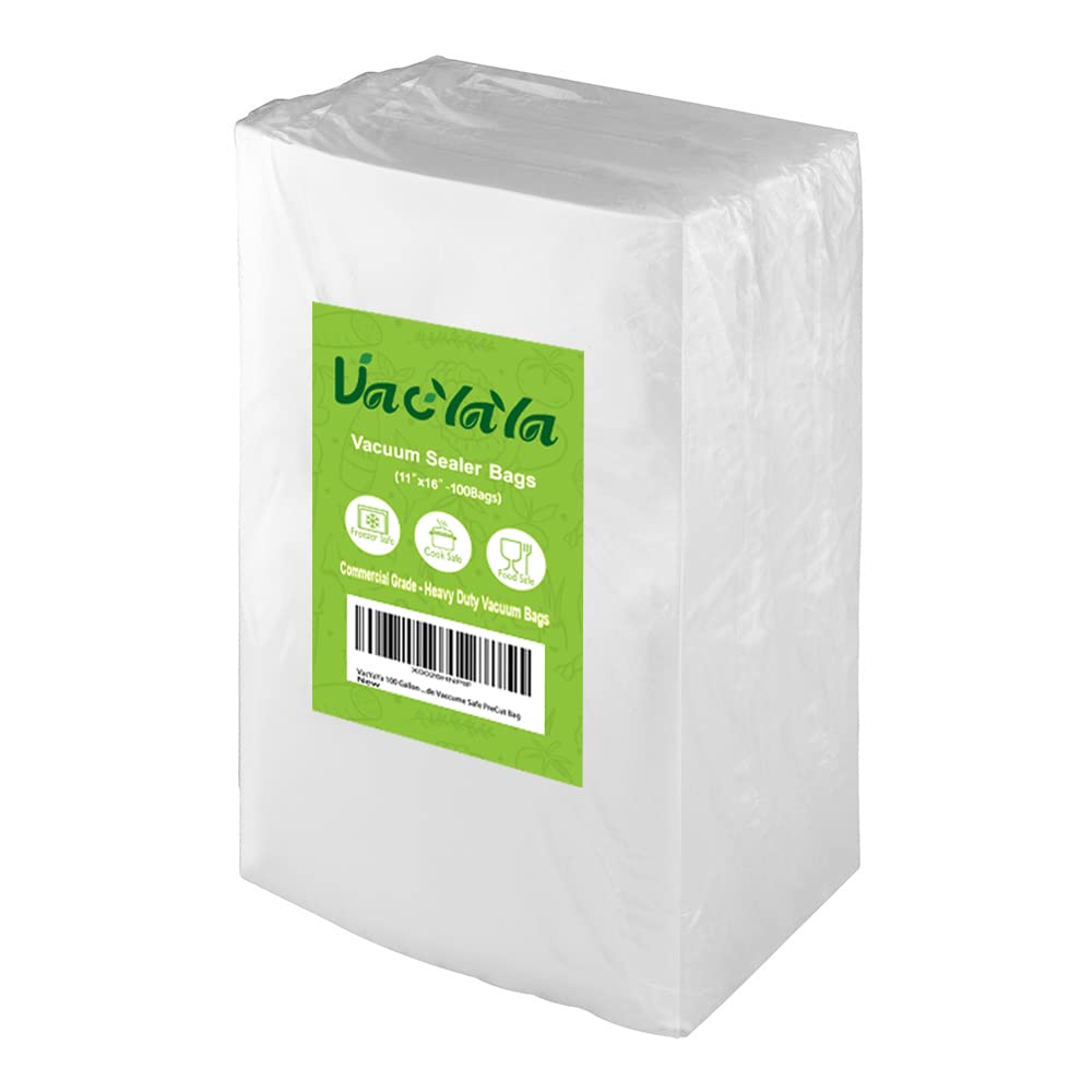 VacYaYa 100 Gallon (11 x 16 Inch) BPA-Free Heavy Duty Vacuum Sealer Bags for Freezer Storage & Sous Vide Cooking - Precut Food Preservation Bags for Meal Prep, Camping & Long-Term Food Storage