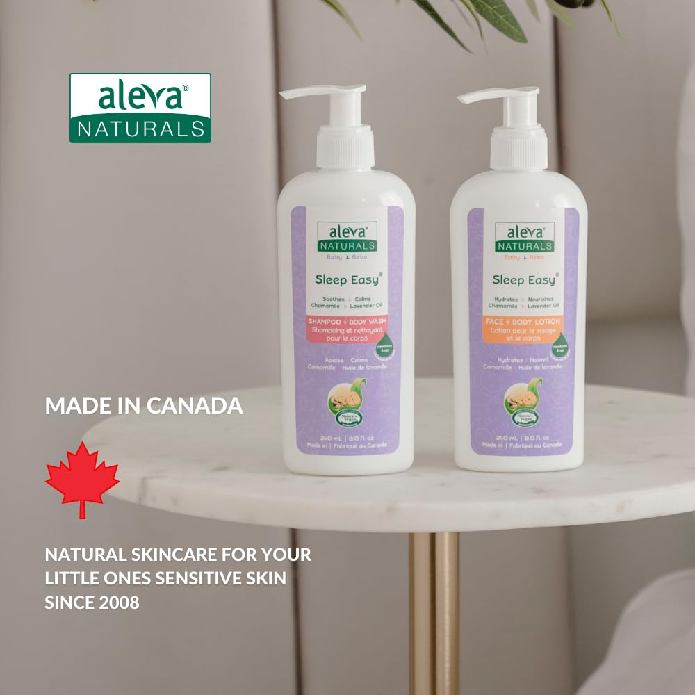 Aleva Naturals Sleep Easy Face & Body Lotion for Babies & Toddlers - Lavender Chamomile Scented, Organic Baby Massage Lotion, 8 Fl Oz - Perfect for Bedtime, Relaxation & Sensitive Skin Care