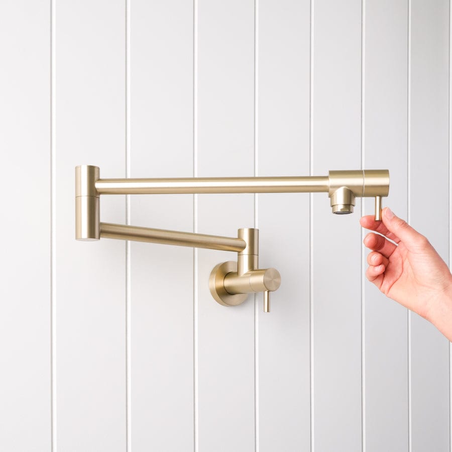Brushed Nickel Pot Filler Faucet - Warm Water Kitchen Faucet for Stove & Cooking - Perfect for Soup Pots, Pasta, and Large Cooking Vessels