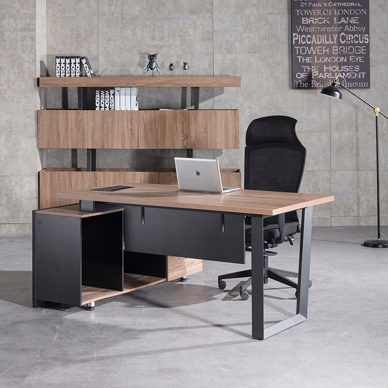 ADRIANO Executive Office Desk with Right Return - 160cm & 180cm Light Brown Wooden L-Shaped Desk for Home Office & Workspace