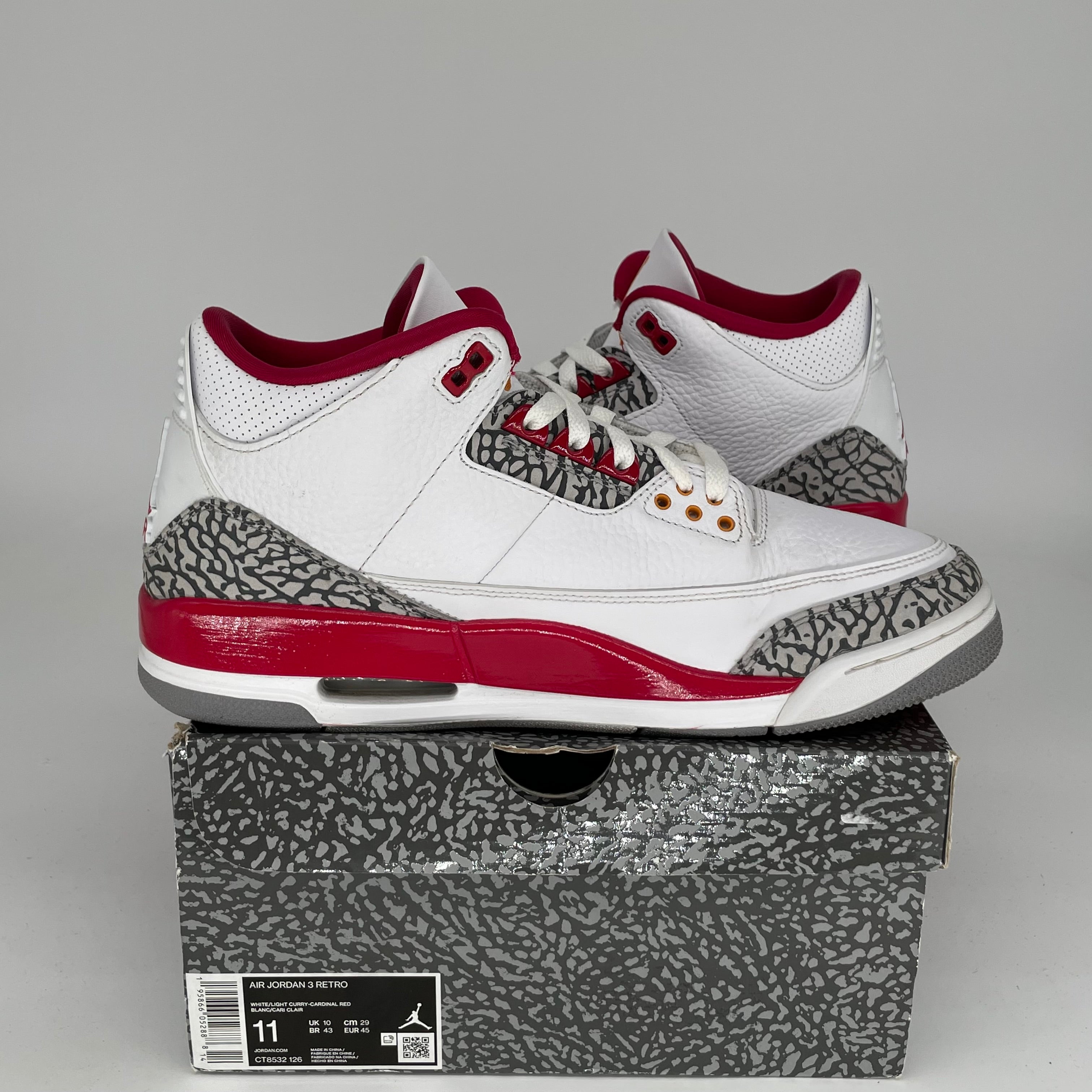 AIR JORDAN 3 Cardinal Red Retro Basketball Shoes Men's Size 11 (CT8532-126) - Perfect for Streetwear, Sneaker Collecting & Casual Fashion