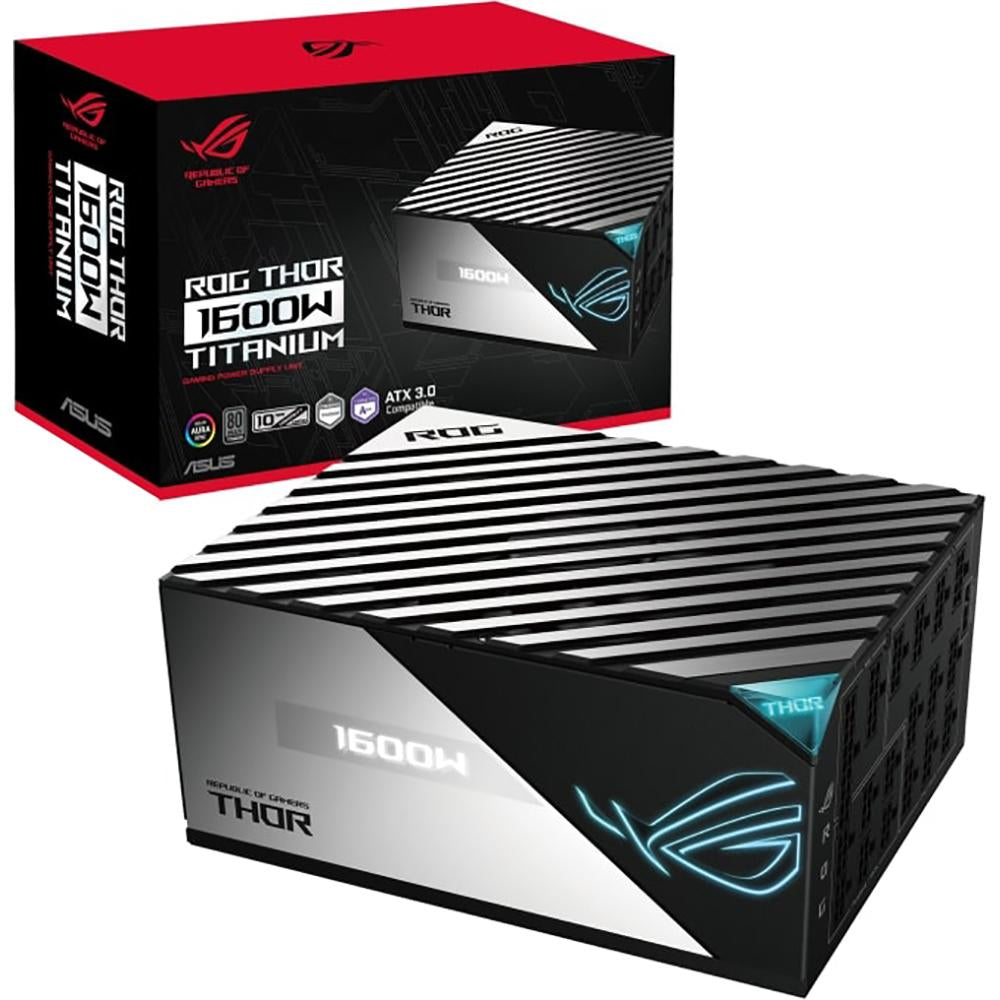 ASUS ROG THOR 1600T Platinum Power Supply - 1600W Fully Modular PSU with OLED Display & RGB Lighting for Gaming PC Builds | Perfect for High-End Gaming Rigs, Workstations, and Content Creation Systems