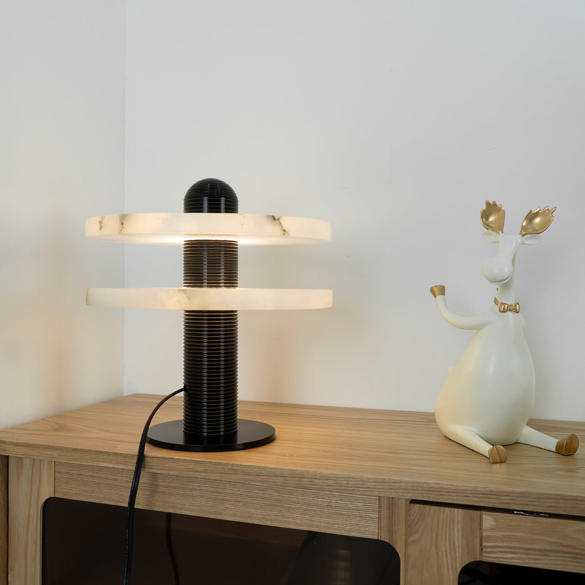 Alabaster Comet Table Lamp - Modern Bedside & Living Room Lighting for Home Decor | Nightstand, Office Desk, Dorm Room