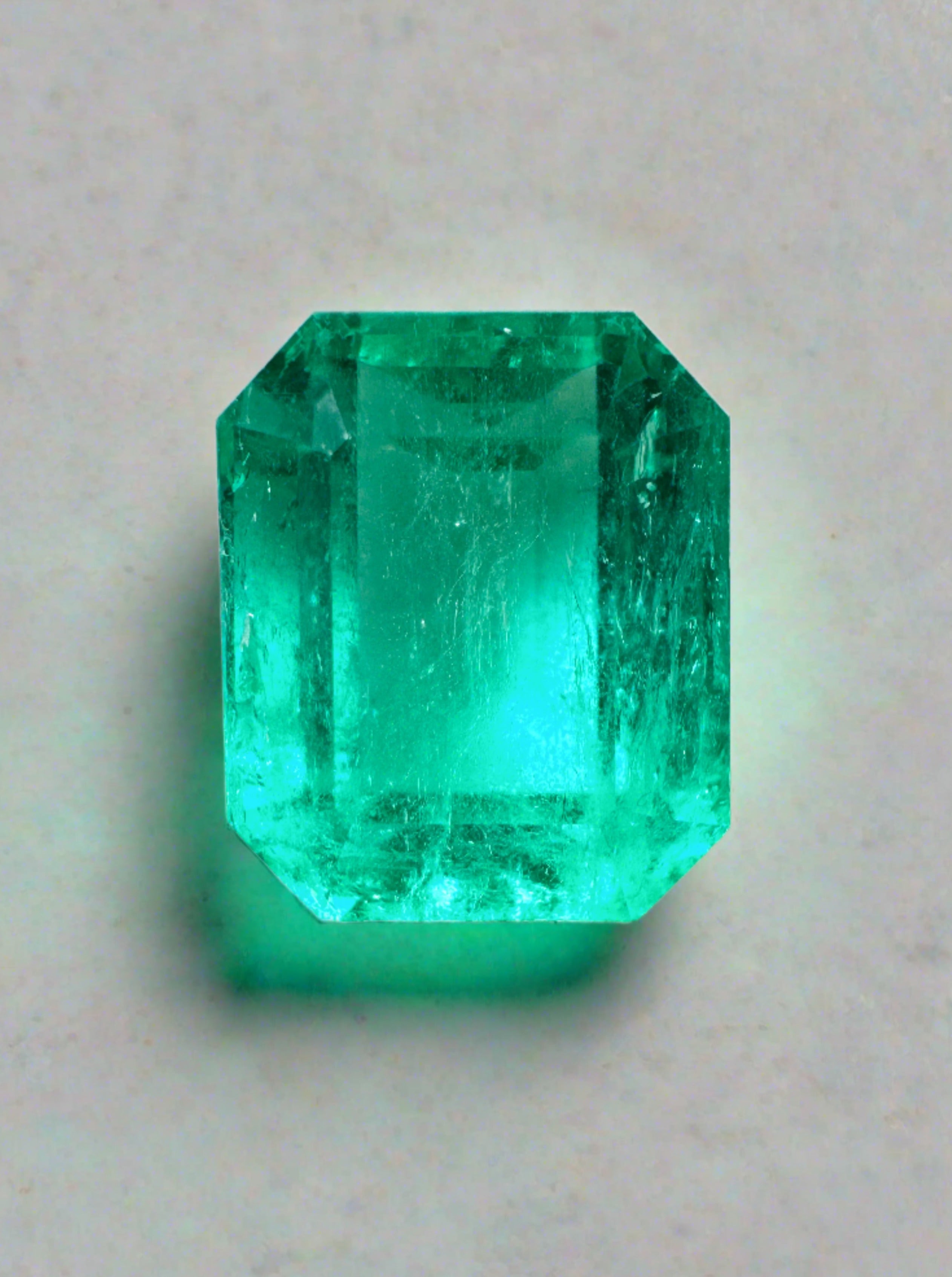 7.22 Carat 13x10mm Bluish Green Loose Colombian Emerald - Emerald Cut Gemstone for Jewelry Making, Engagement Rings & Collector's Items