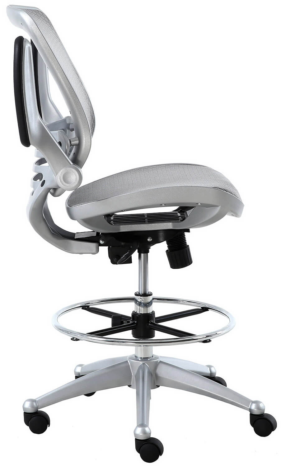Harwick Evolve All Mesh Heavy Duty Drafting Chair with Platinum Finish [2250D GY] - Ergonomic Office Chair for Architects, Designers & Drafting Professionals