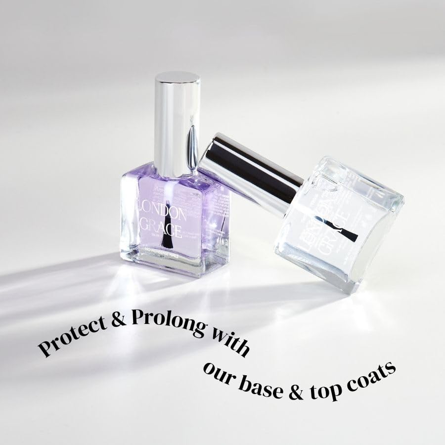 London Grace Glossy Top Coat - Vegan, Cruelty-Free & Non-Toxic Nail Polish | Long-Lasting Chip Resistant Clear Coat with Polymer Formula | Perfect for Manicures, Pedicures & Nail Art | Eco-Friendly & Safe for Daily Use