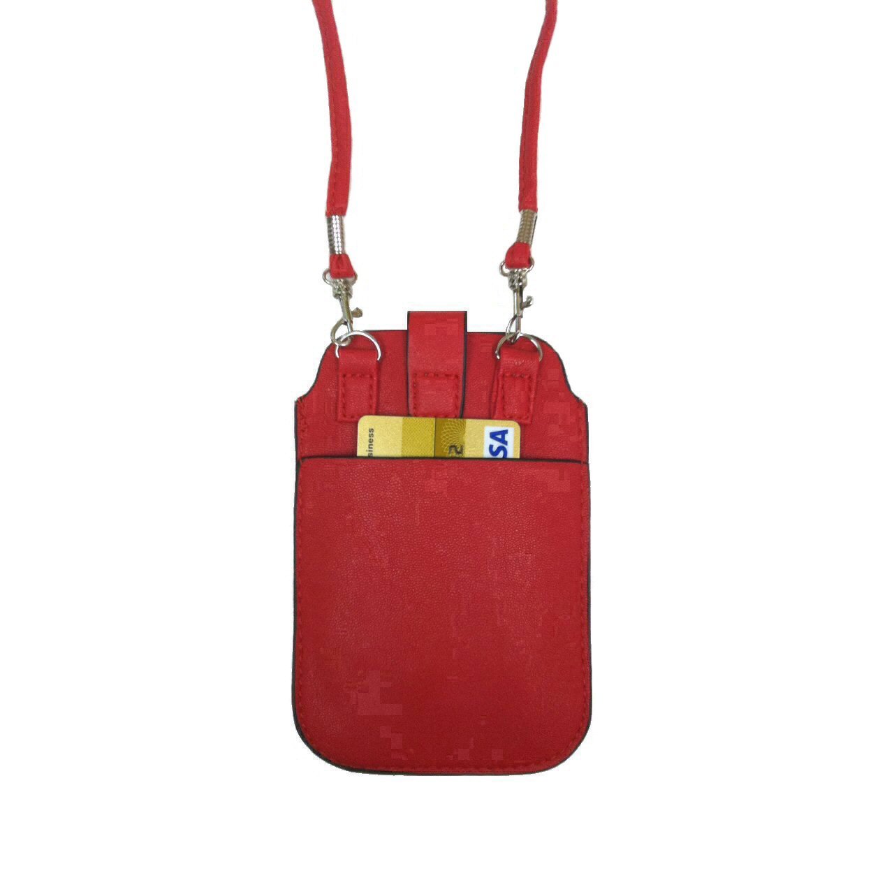 Premium Genuine Leather Neck Pouch for iPhone & Android Phones - Stylish Crossbody Phone Holder (Red) - Perfect for Travel, Hiking, and Hands-Free Convenience