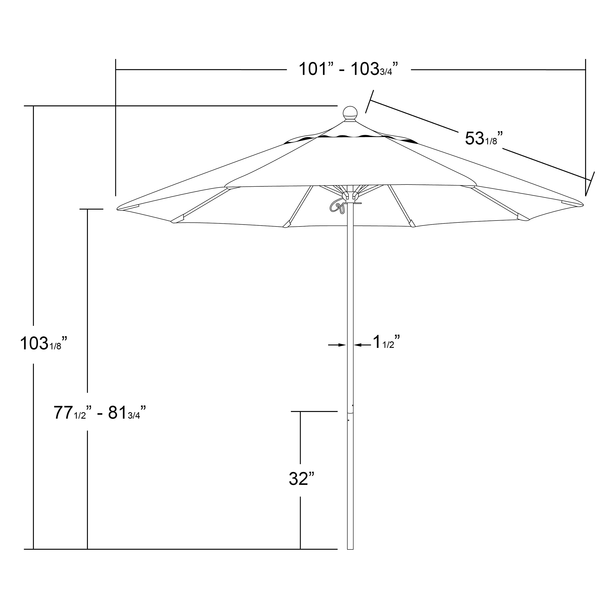 California 9' Round Patio Umbrella - Aluminum & Fiberglass Frame with Push-Button Open Mechanism - White Pole & Durable Olefin Lemon Fabric - Perfect for Poolside, Backyard, and Outdoor Dining Areas