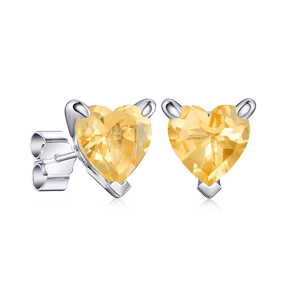 1 CT Heart Shaped Birthstone Stud Earrings - Genuine Gemstone Jewelry for Women, Perfect Gift for Anniversary, Valentine's Day & Mother's Day - Elegant Everyday Wear & Special Occasions