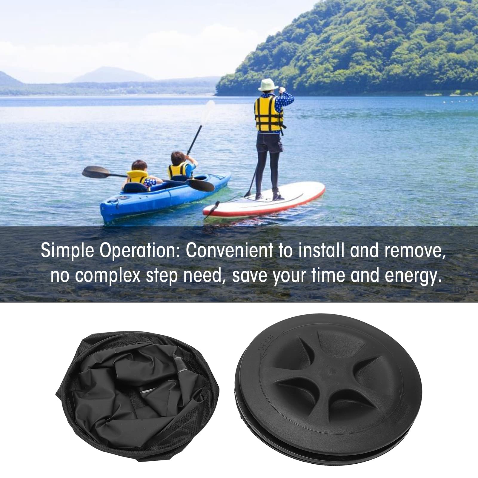 Waterproof 6in Kayak Deck Plate Cover with Storage Bag - Heavy Duty Boat Canoe Accessory for Fishing, Sailing & Marine Use | Durable Deck Hatch Protection for Outdoor Water Sports & Boating Adventures