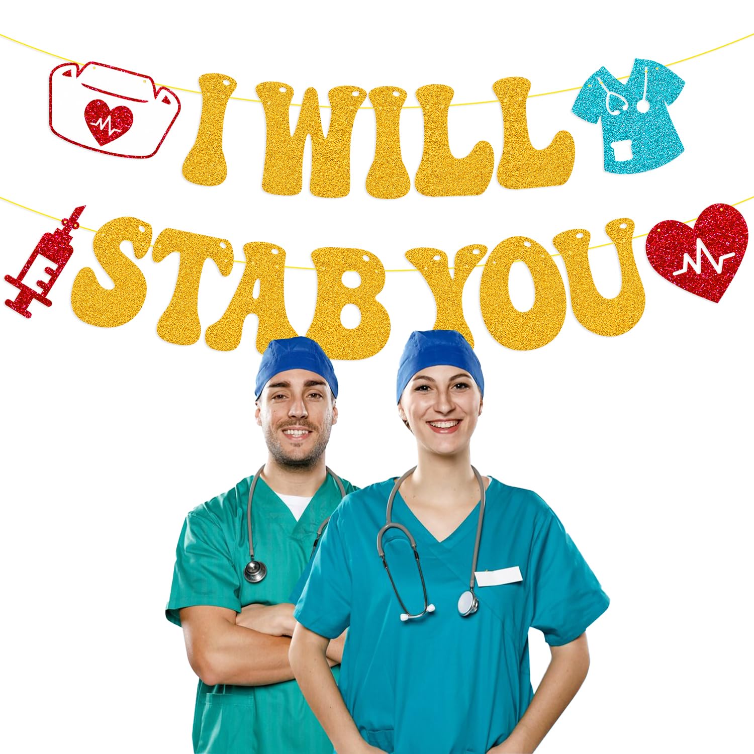 Funny Nursing Graduation Banner - 'I Will Stab You' RN Medical School Decor for 2024 Graduates | Perfect for Nursing School Survivor Parties, Class of 2024 Celebrations & RN Graduation Ceremony Decorations